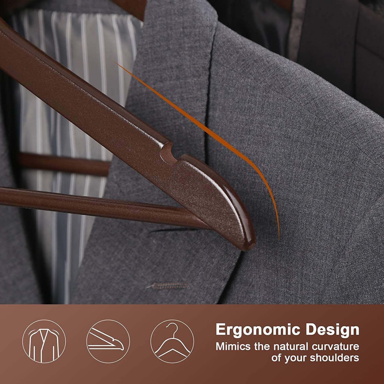 Evolluxi Lotus Wooden Hangers, Diwali Gift Hampers Solid Wood Shirt Hangers,Dress Coat Jacket Clothes Hangers,With Extra Smooth Finish, 360 Degree Swivel Hook(Retro) (Walnut, 30)