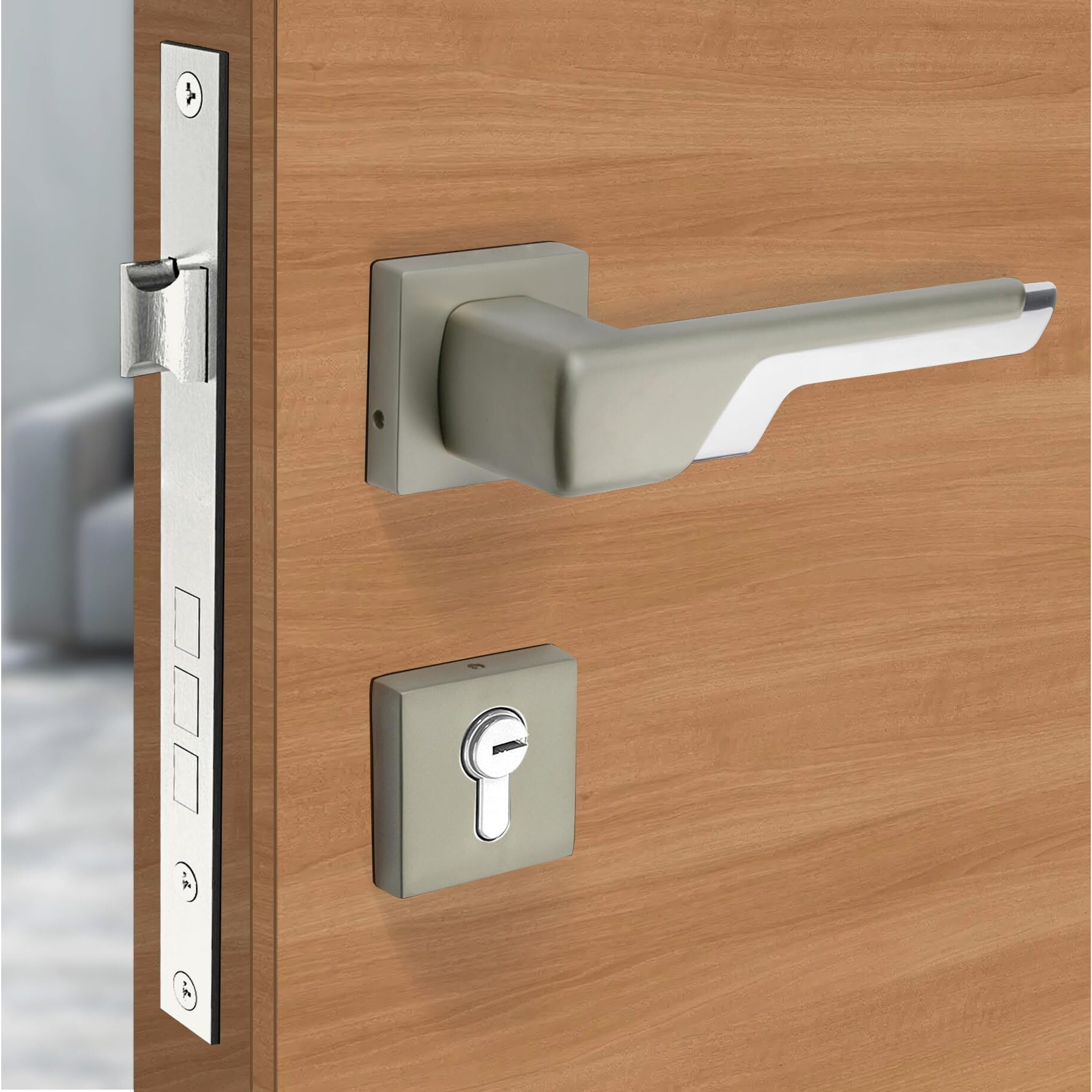 Plantex Premium Door Lock With 3 Years Of Warranty/Main Door Lock For Home/Mortise Lock For Door - Main Door Lock Set (7093 - Satin White & Chrome)
