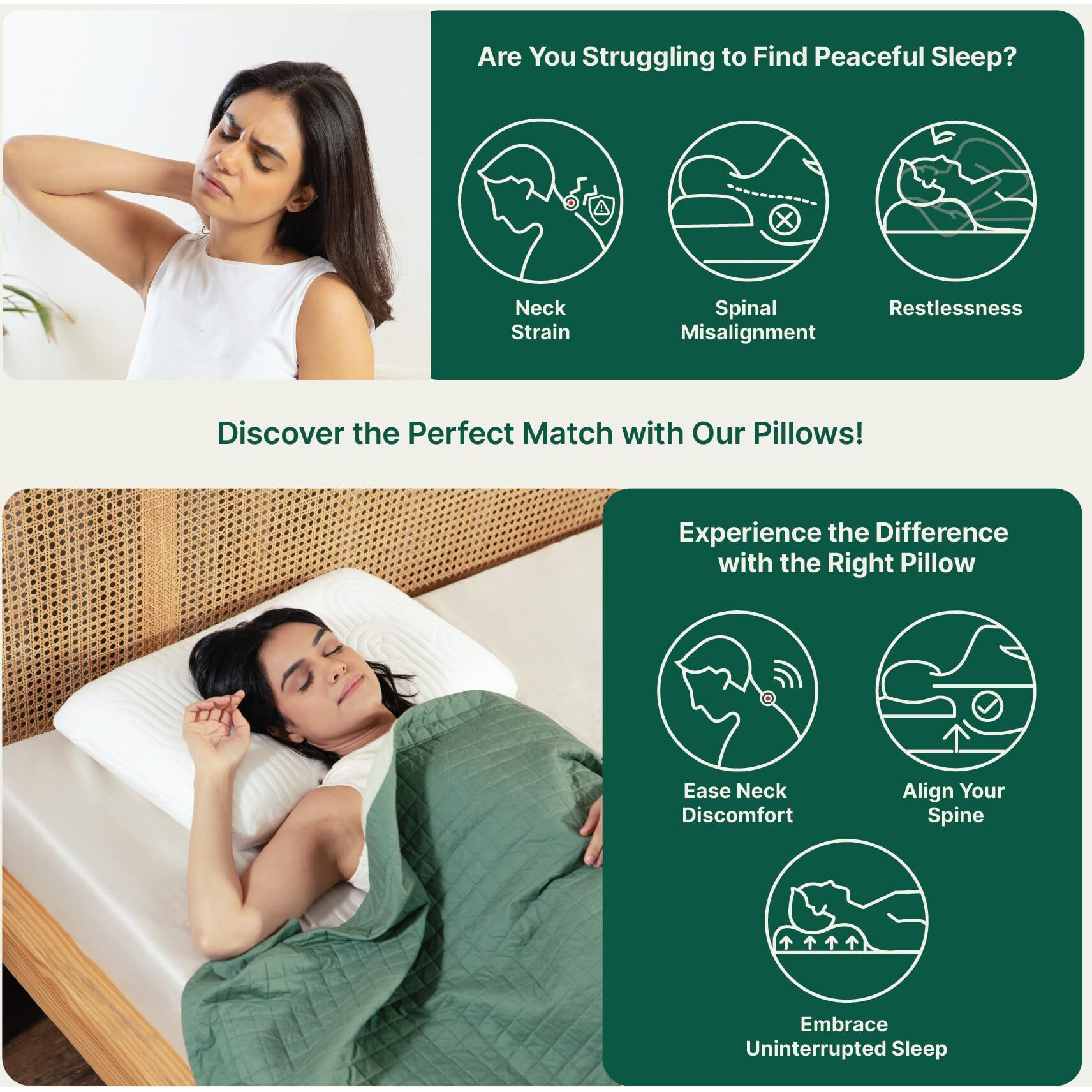 The White Willow Memory Foam Pillow For Neck & Shoulder Pain Relief-Orthopedic Cervical Pillow For Sleeping-Big Size Pillow-Thick Pillow For Back & Side Sleeper-Medium Firm-Xxl King Size-5" H-Cream