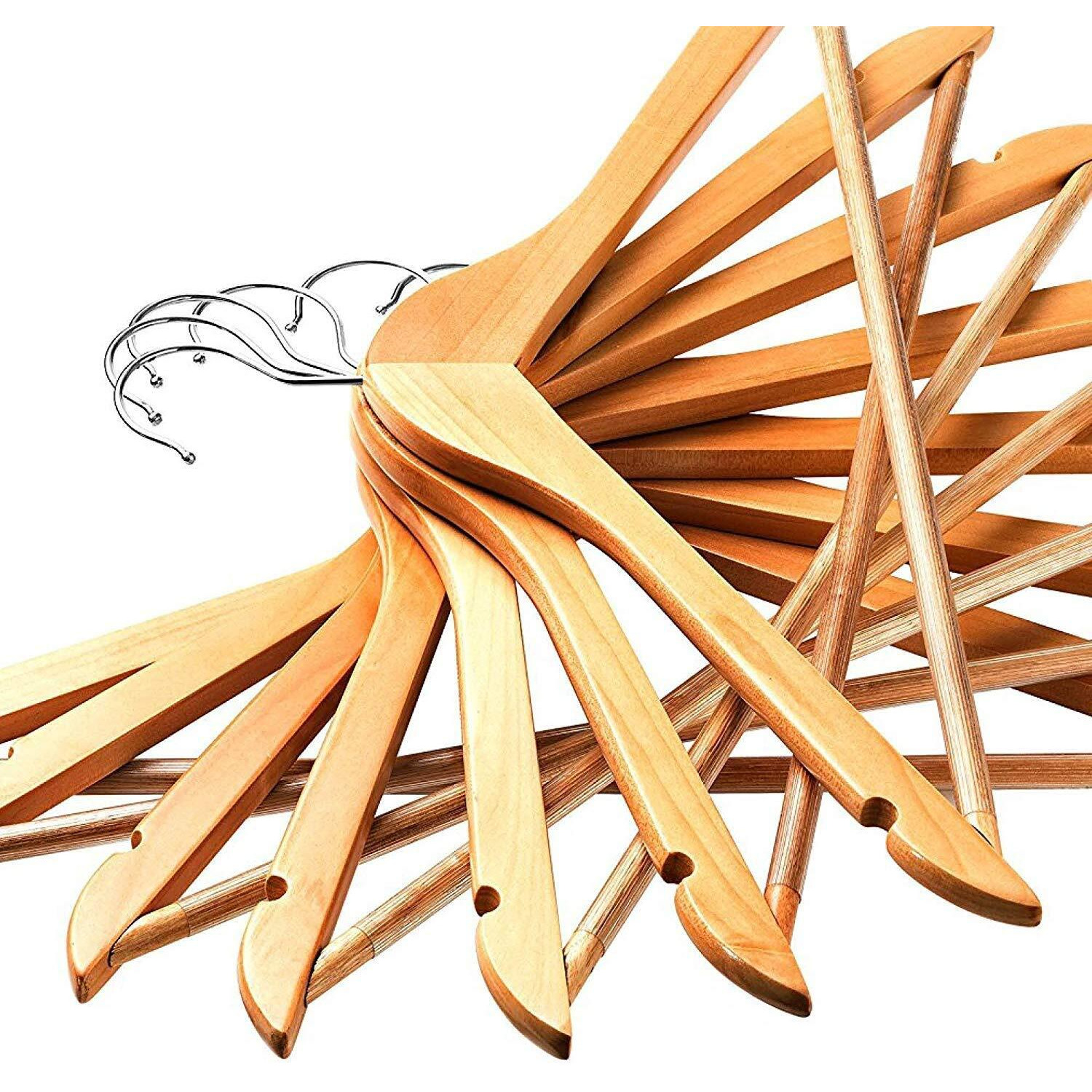 Evolluxi Lotus Wooden Hangers, Solid Wood Shirt Hangers,Dress Coat Jacket Clothes Hangers,With Extra Smooth Finish, 360 Degree Swivel Hook(Retro) (Beige, 40)
