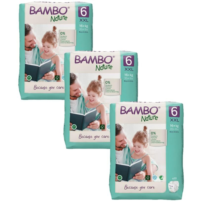 Bambo Nature Premium Baby Tape Diapers For Baby Small Size (16+ Kgs) - Super Absorbent, Breathable, Extra Soft, Dermatologically Tested, Hypoallergenic Infant Nappies With Wetness Indicator, 60 Count