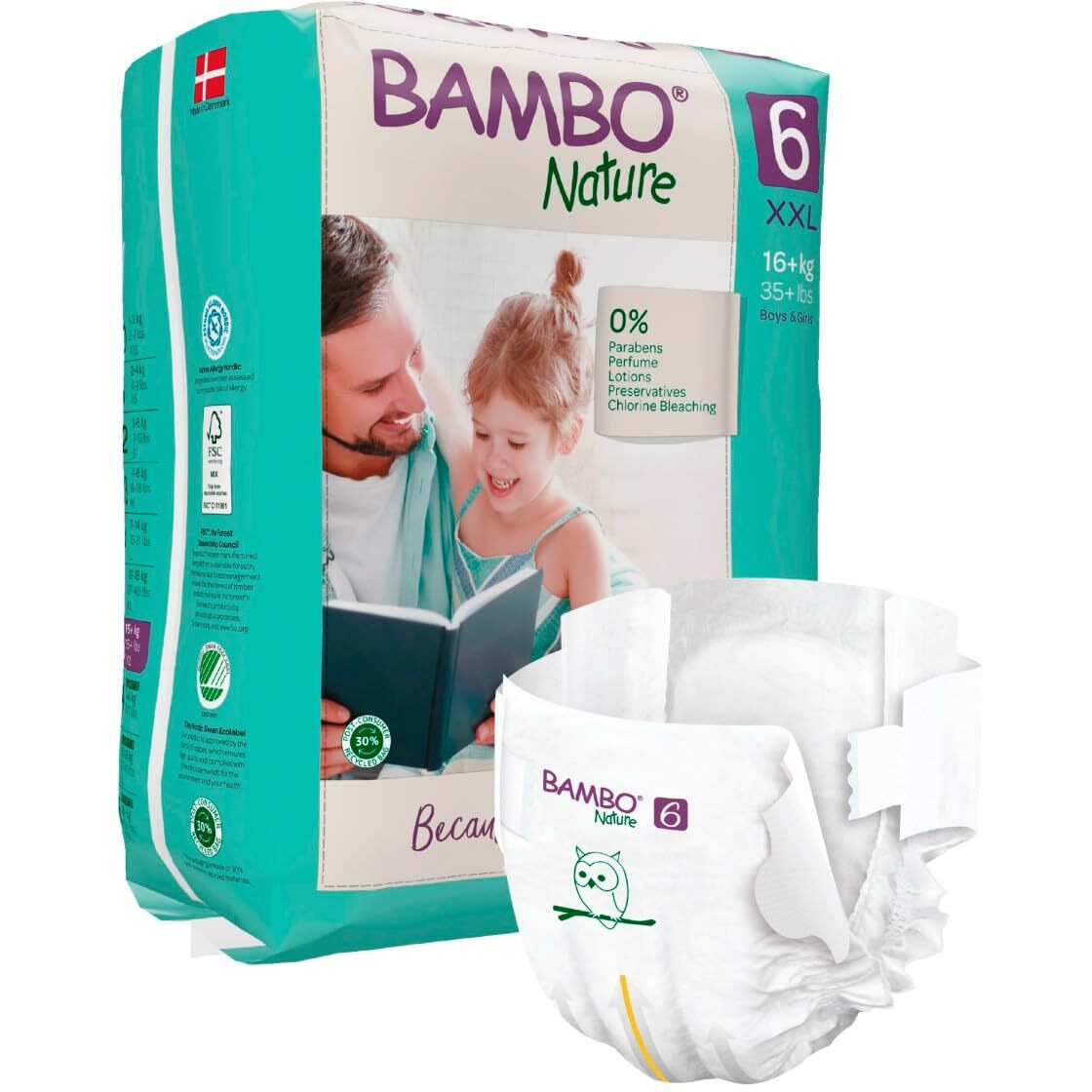 Bambo Nature Premium Baby Tape Diapers For Baby Small Size (16+ Kgs) - Super Absorbent, Breathable, Extra Soft, Dermatologically Tested, Hypoallergenic Infant Nappies With Wetness Indicator, 60 Count