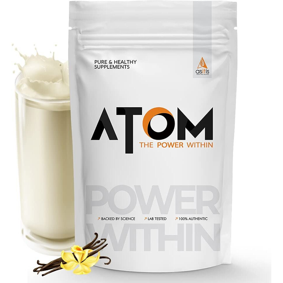 As-It-Is Atom Whey Protein 2Kg | 27G Protein | Isolate & Concentrate | French Vanilla | Usa Labdoor Certified | With Digestive Enzymes For Better Absorption