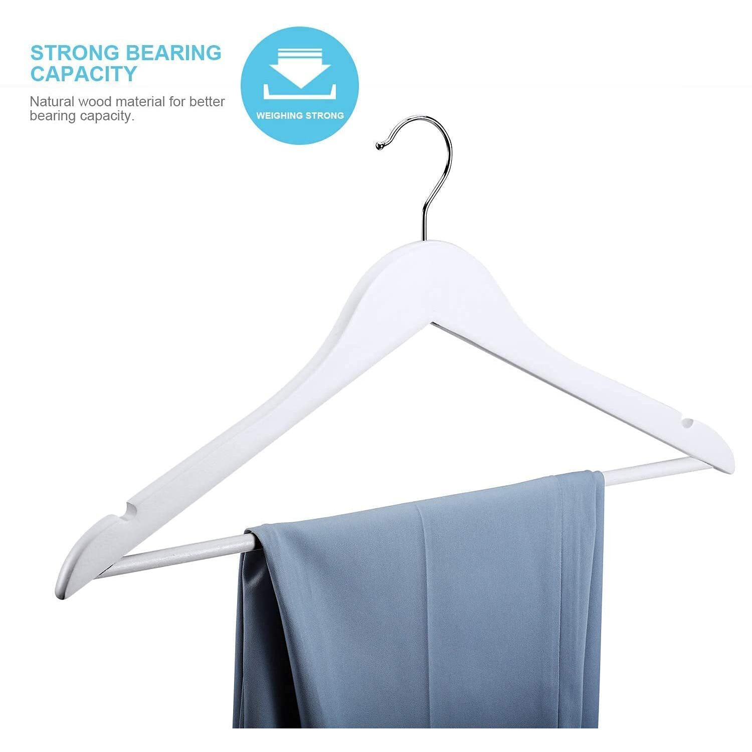 Evolluxi Lotus Wooden Hangers, Solid Wood Shirt Hangers, Dress Coat Jacket Clothes Hangers, With Extra Smooth Finish, 360 Degree Swivel Hook (Retro) (White, 50), 1 Count