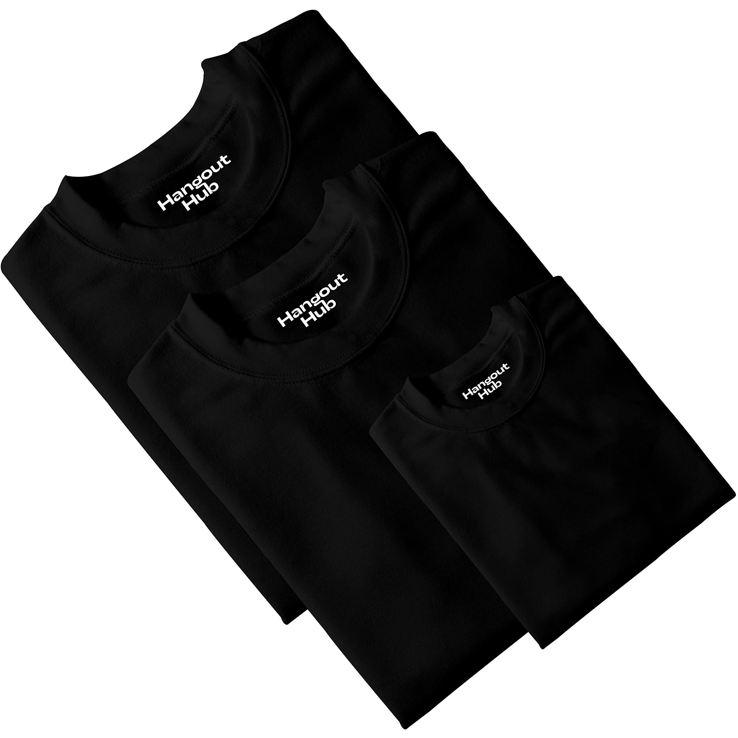 Hangout Hub Hh100 Men's Women's & Boy's Round Neck T Shirt The Boss The Real Boss (BlackMen XlWomen MBoys 2-4 Yrs) Set Of 3 Family T-Shirts