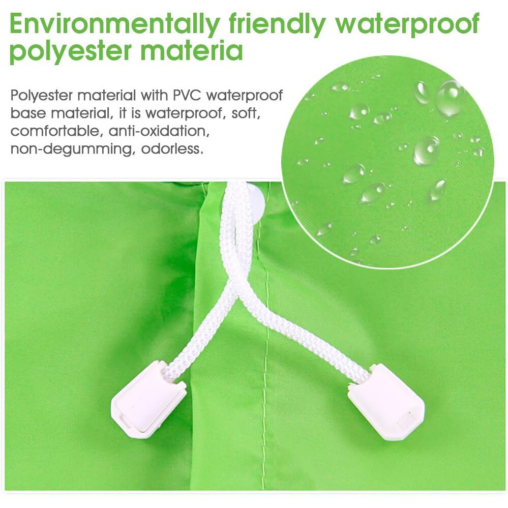 Palay Unisex Raincoat For Kids Boys Girls With Hood, Polyester Standard Length Rain Ponchos With Pockets And School Bag Coverage, Bright Color Raincoat For 3-7 Years Old Kids, Green