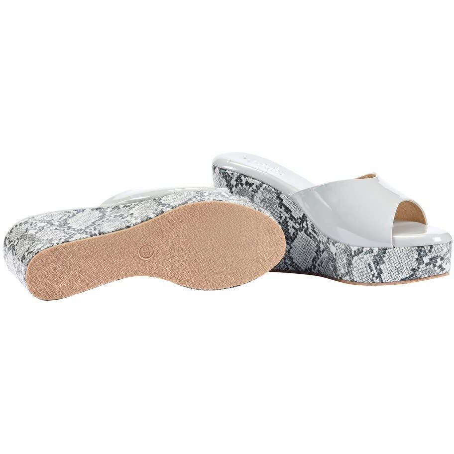 Chere Womens Elegant Grey Snakeprint Peep Toe Wedges