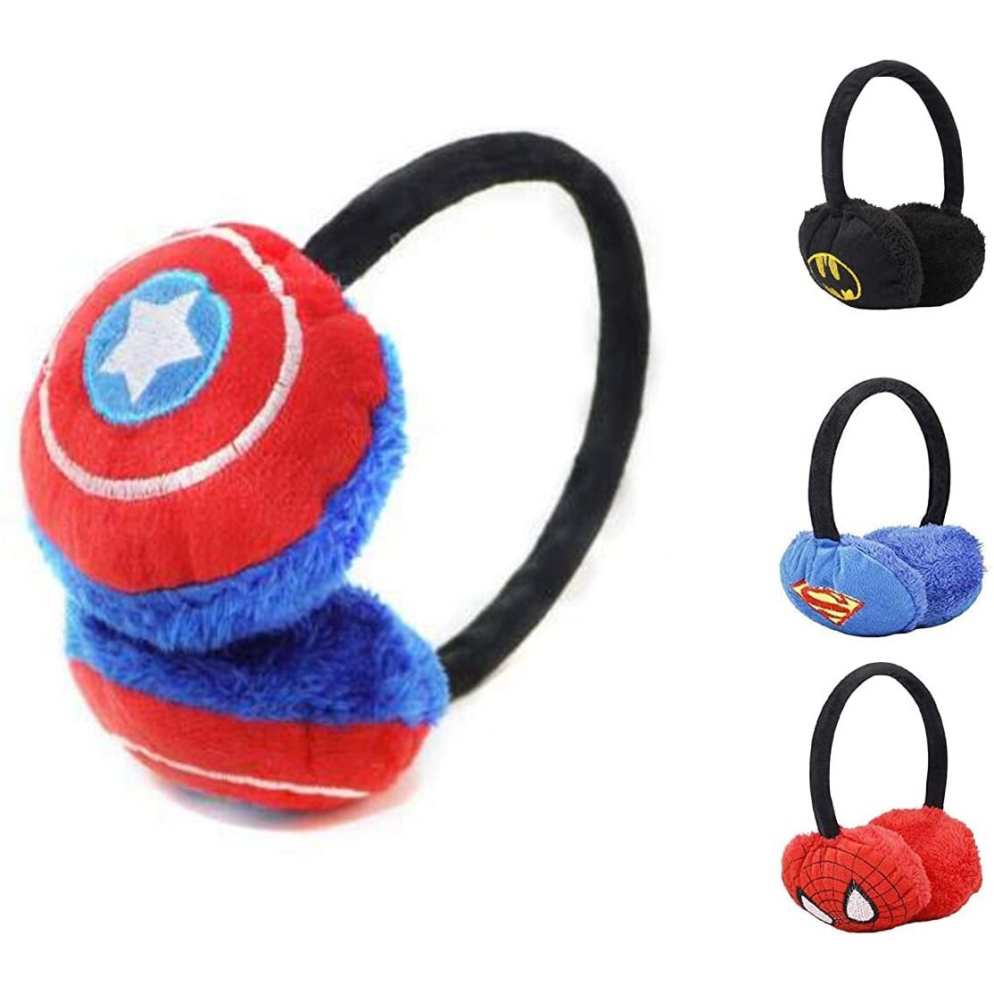 Clothera Kid's Superheroes Pack Of 2 Winter Warm Earmuffs (Captain America & Batman)