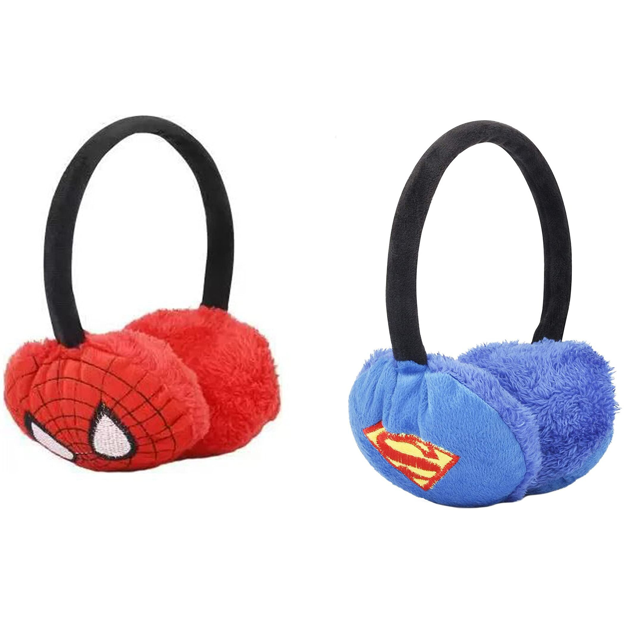 Clothera Kid's Superheroes Pack Of 2 Winter Warm Earmuffs (Superman & Spiderman)