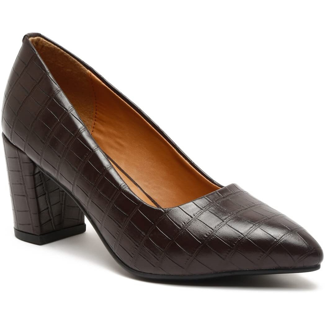 Bruno Manetti Women's Brown Slipon Pointed Toe Back Close With Comfort Heels