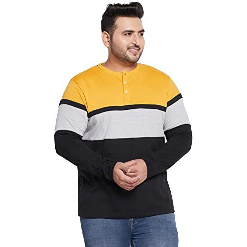 Bigbanana Plus Size Men's Regular Fit Henley Tshirt (Stirrup,Multi,7Xl)