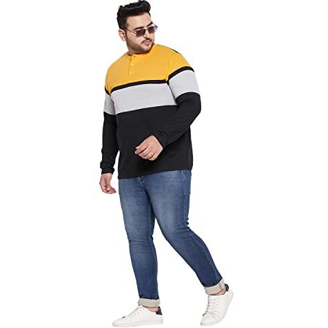 Bigbanana Plus Size Men's Regular Fit Henley Tshirt (Stirrup,Multi,7Xl)