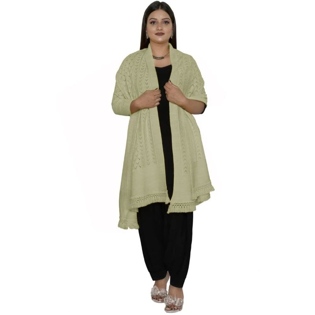 Schp Women's Designer Knitted Woolen Stole (28 * 80 Inches) (Pista Green)