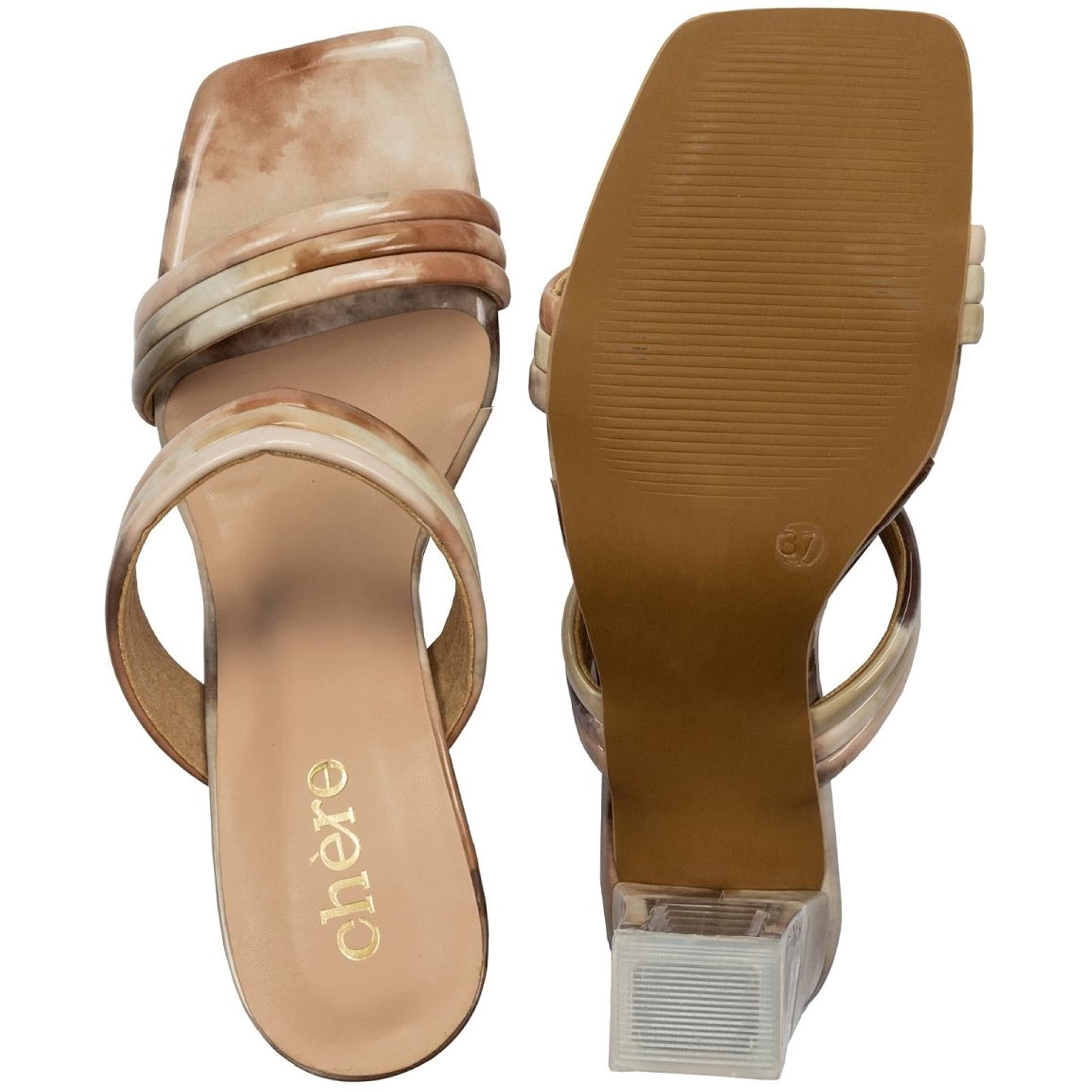 Chere Fashionable Block Heels Sandals With Tie Dye Print Sandal For WomenS