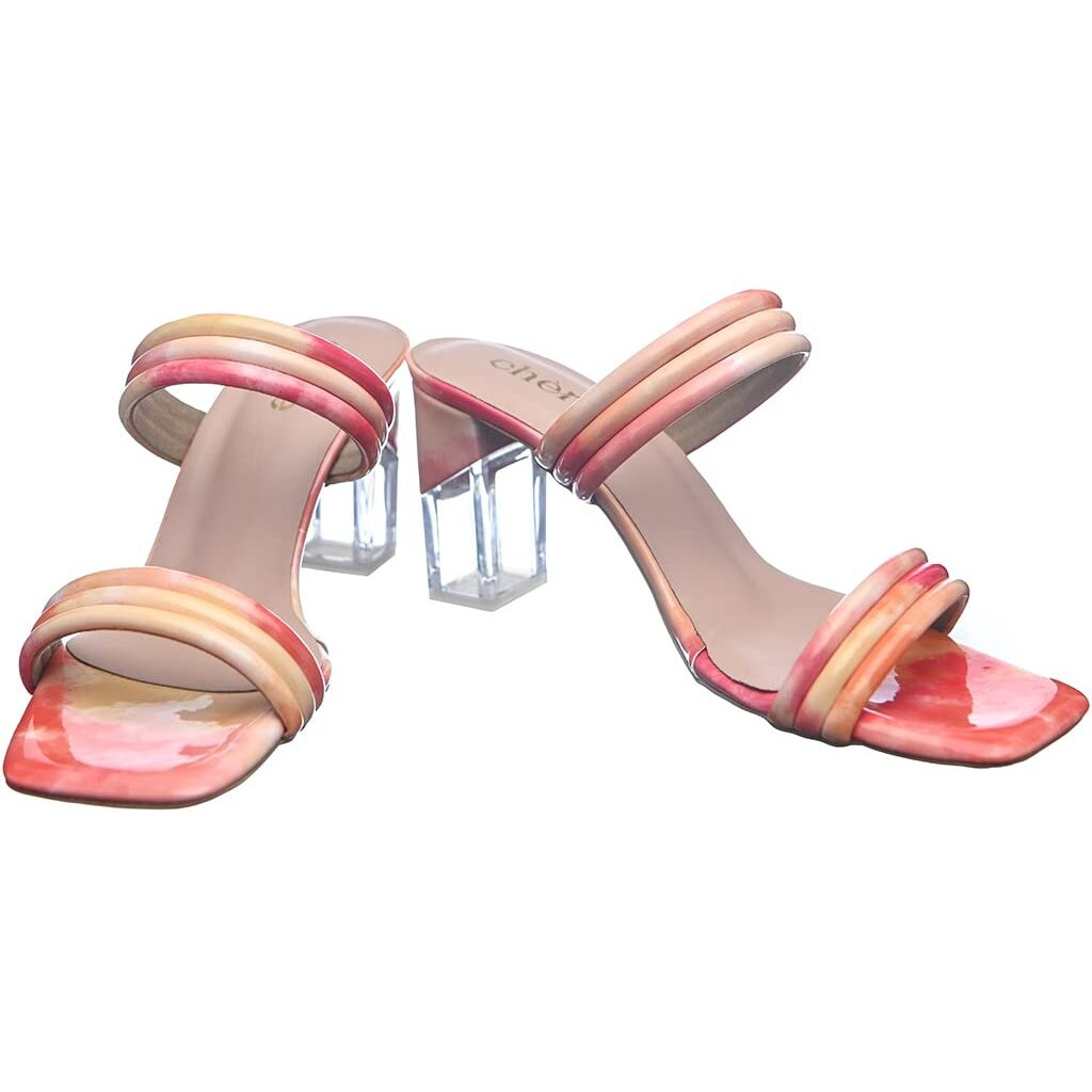 Chere Fashionable Block Heels Sandals With Tie Dye Print Sandal For WomenS| Comfortable Sandals For Casual, Party And Formal Occasions