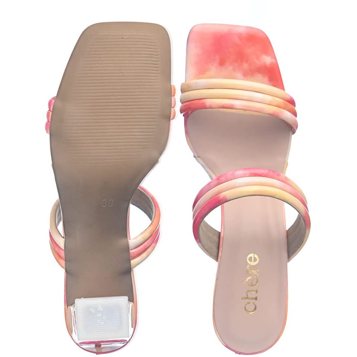 Chere Fashionable Block Heels Sandals With Tie Dye Print Sandal For WomenS| Comfortable Sandals For Casual, Party And Formal Occasions