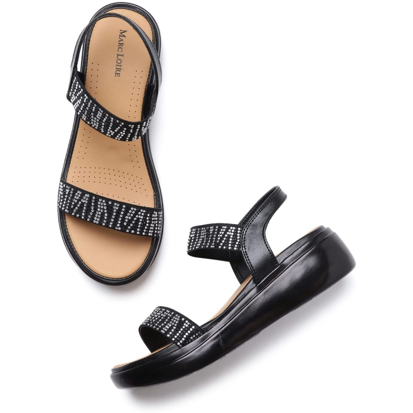 Marc Loire Women's Casual Soft Comfortable Black Platforms,Size 3