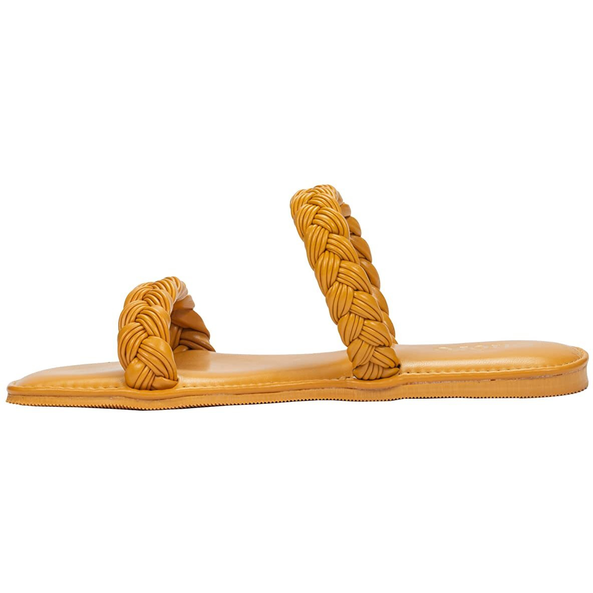 Chere Women Solid Braided Flats Mustard Yellow 5