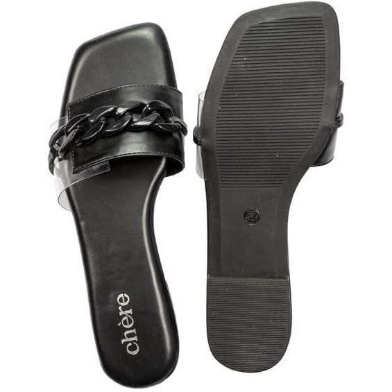 Casual Super Chic Block Chain Flats For Women Black 8
