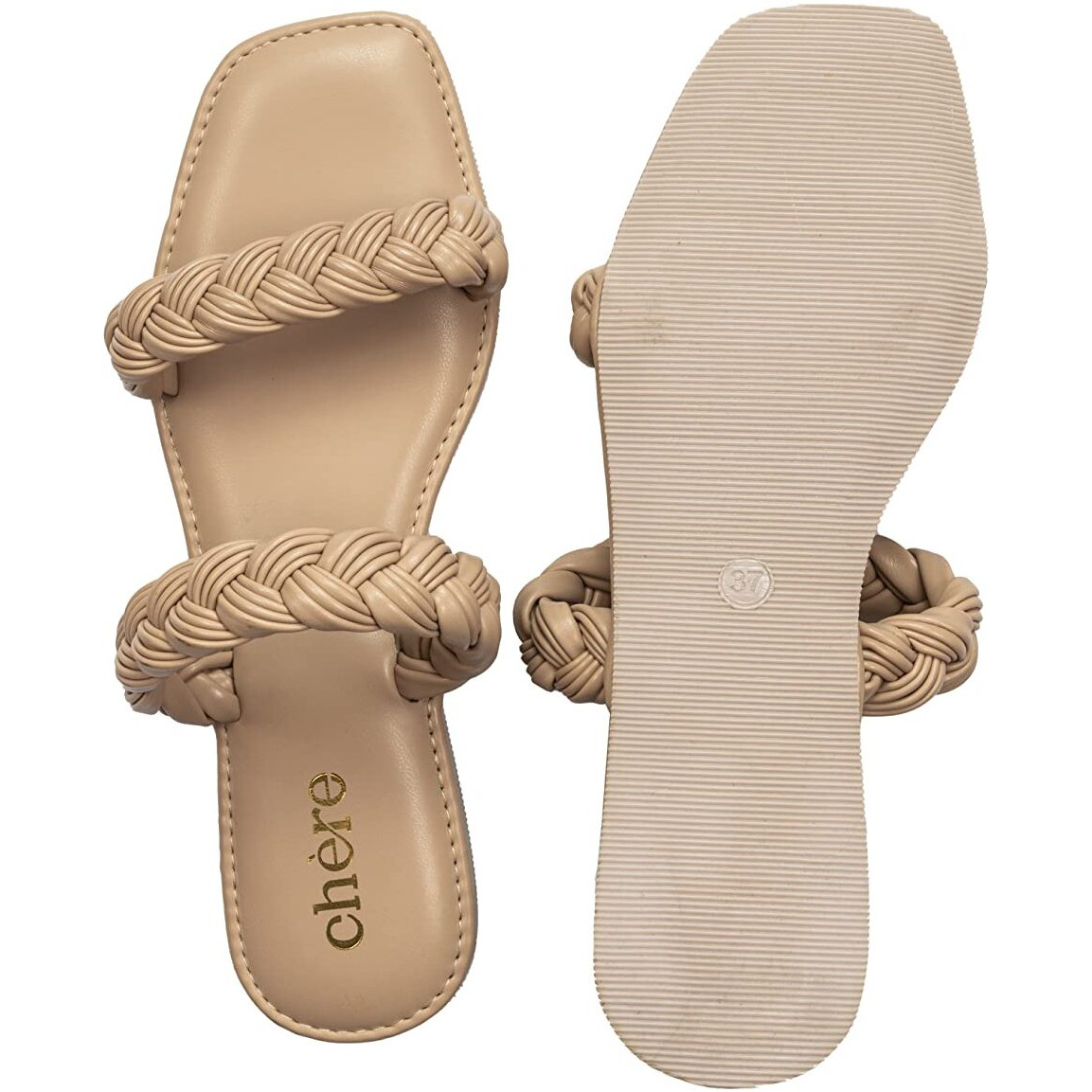 Chere Women Solid Braided Flats Nude 5