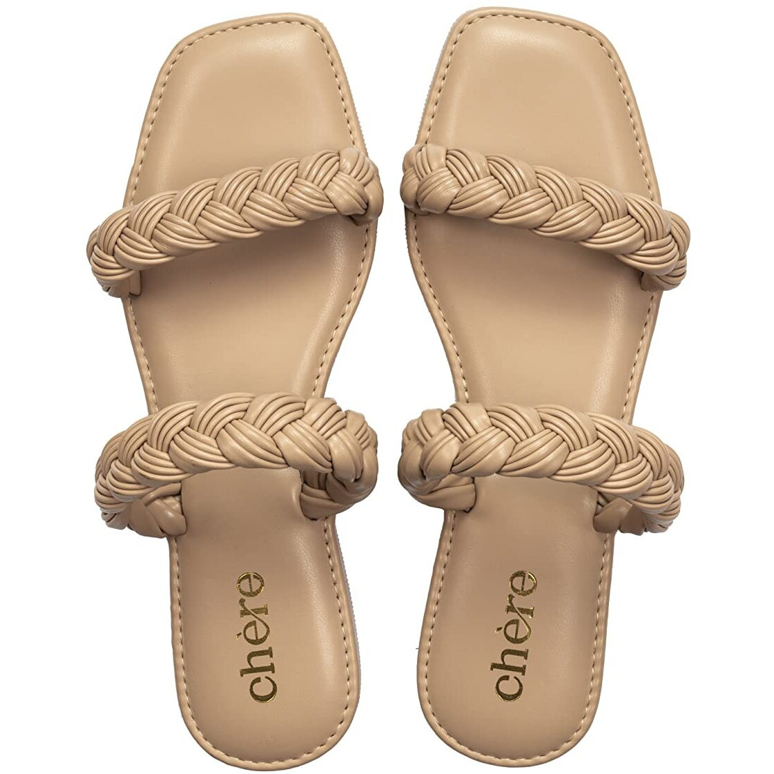 Chere Women Solid Braided Flats Nude 5