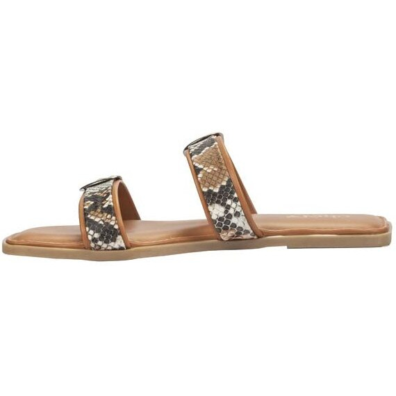 Womens Casual Double Buckle Strap Flats Tan 7