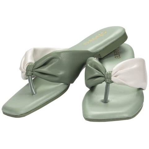 Chere Dual Tone Strap Flats For White Green White 5