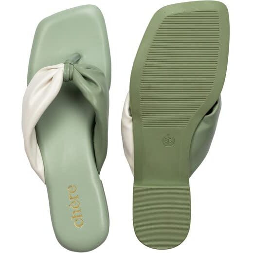 Chere Dual Tone Strap Flats For White Green White 5