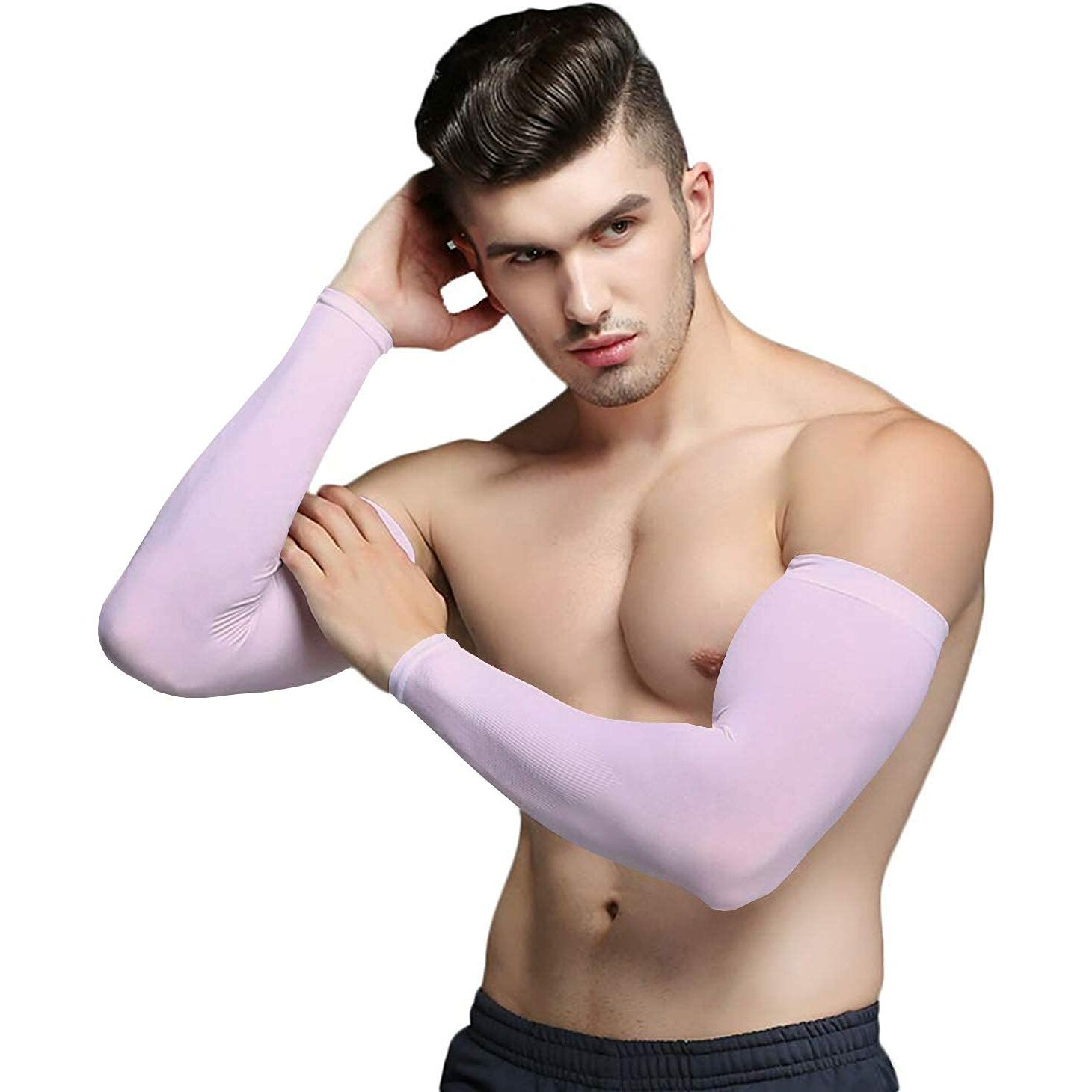 Mark Ample New Arm Sleeves Sun Burn Skin Tan Protection Spf Proof | Arm Sleeves For Driving, Cycling, Tennis, Cricket, Football, Golf, Outdoor, Gym, Riding (Light Pink)