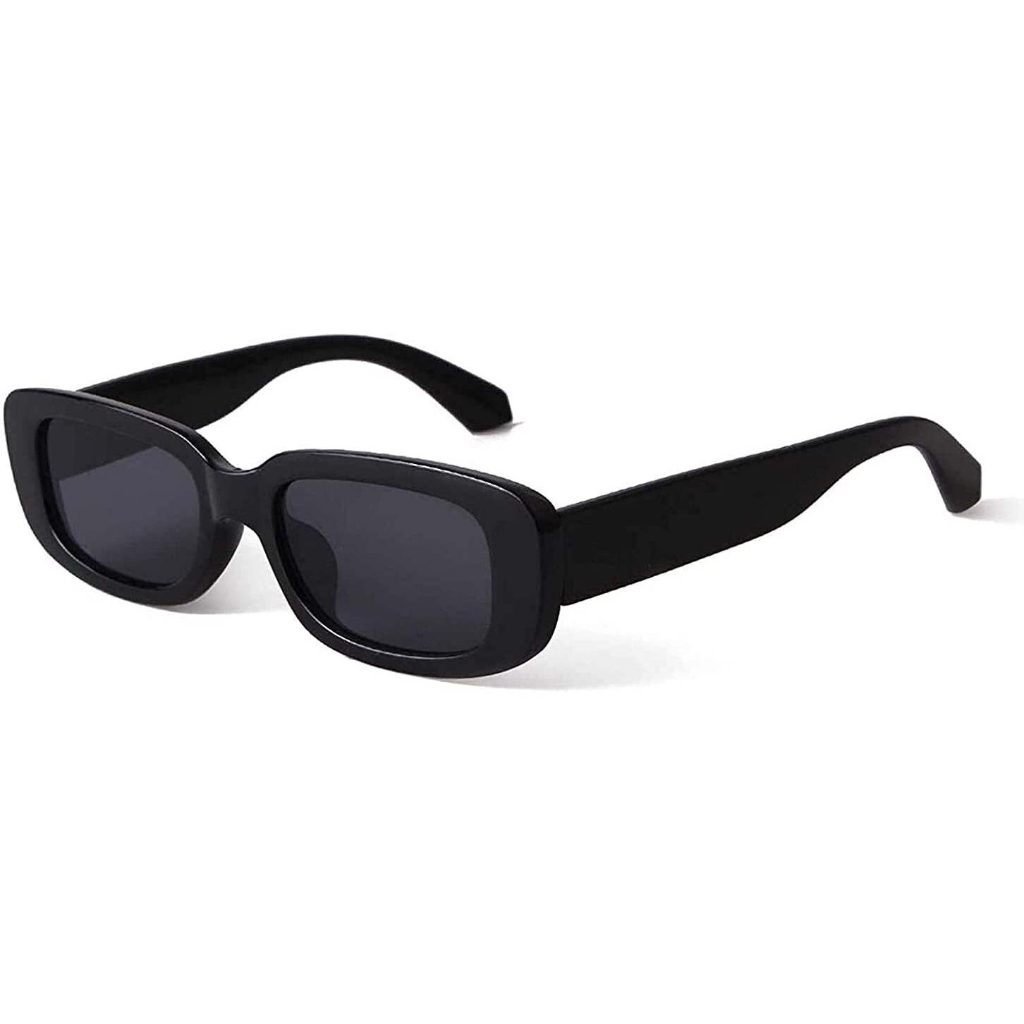 Creature Rectangular Sunglasses For Women Retro Sunlgasses Vintage Fashion Narrow Square Frame (Black)