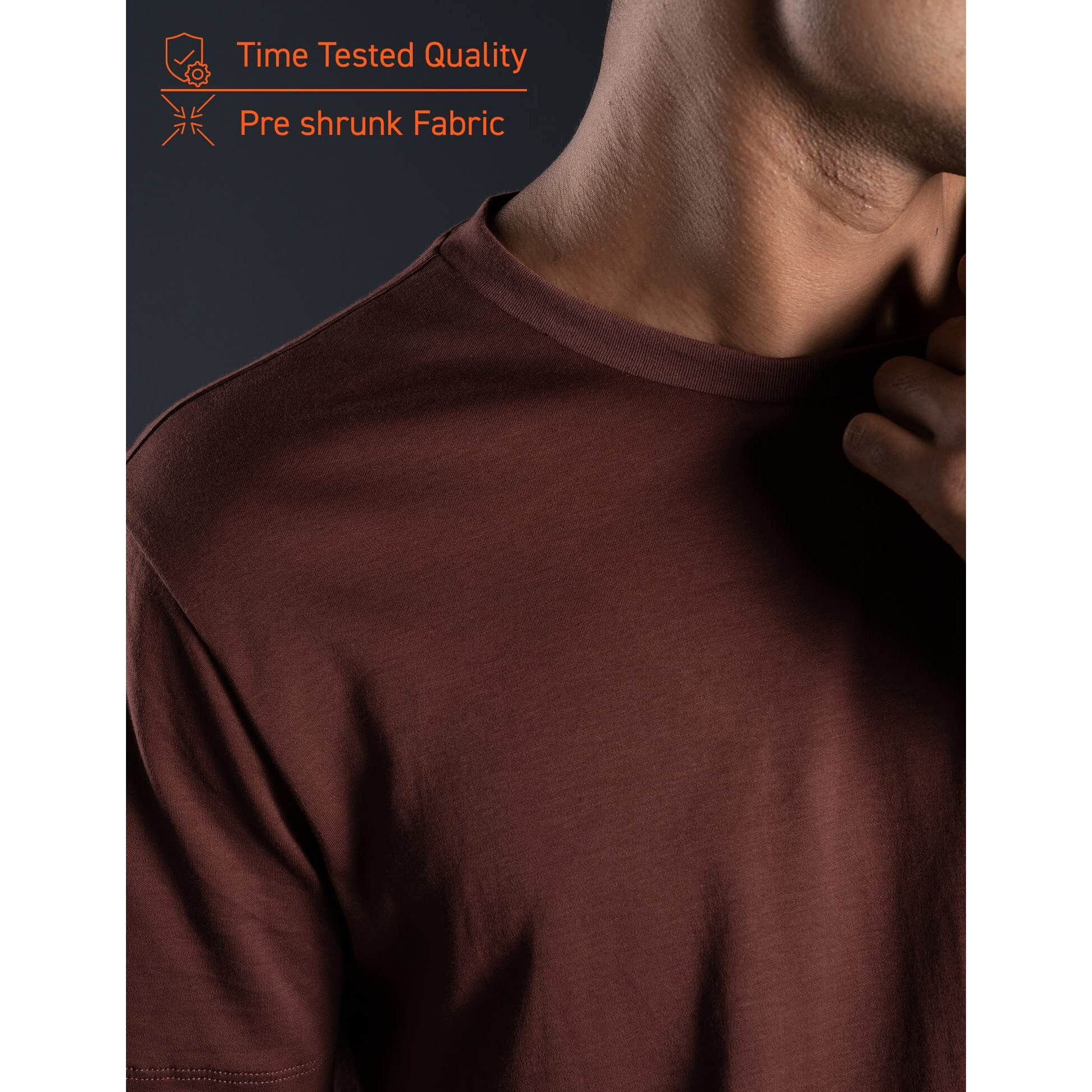 Damensch Men's Regular Fit Tees (Dam-Tees-Bbw-Xxl_Burnt Brown_2Xl)