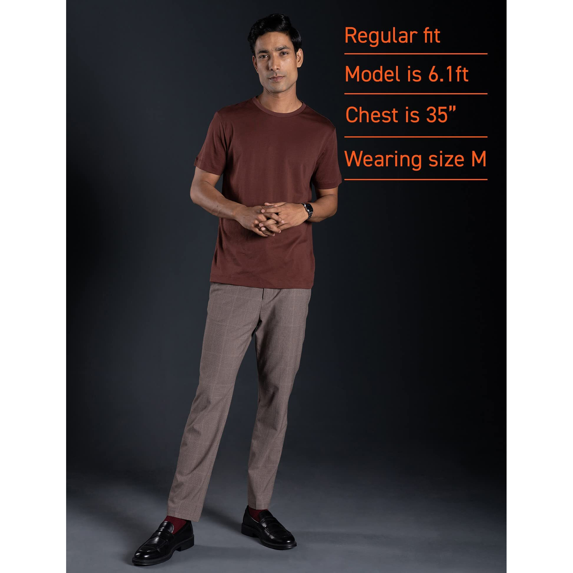 Damensch Men's Regular Fit Tees (Dam-Tees-Bbw-Xxl_Burnt Brown_2Xl)