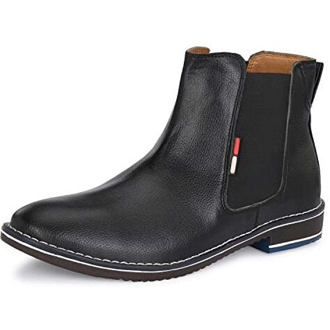 Azzaro Black Men's Leather Slip-On Casual Boot Shoes,8,Black(Cas_11518_Black_8)