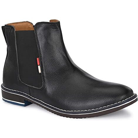Azzaro Black Men's Leather Slip-On Casual Boot Shoes,8,Black(Cas_11518_Black_8)