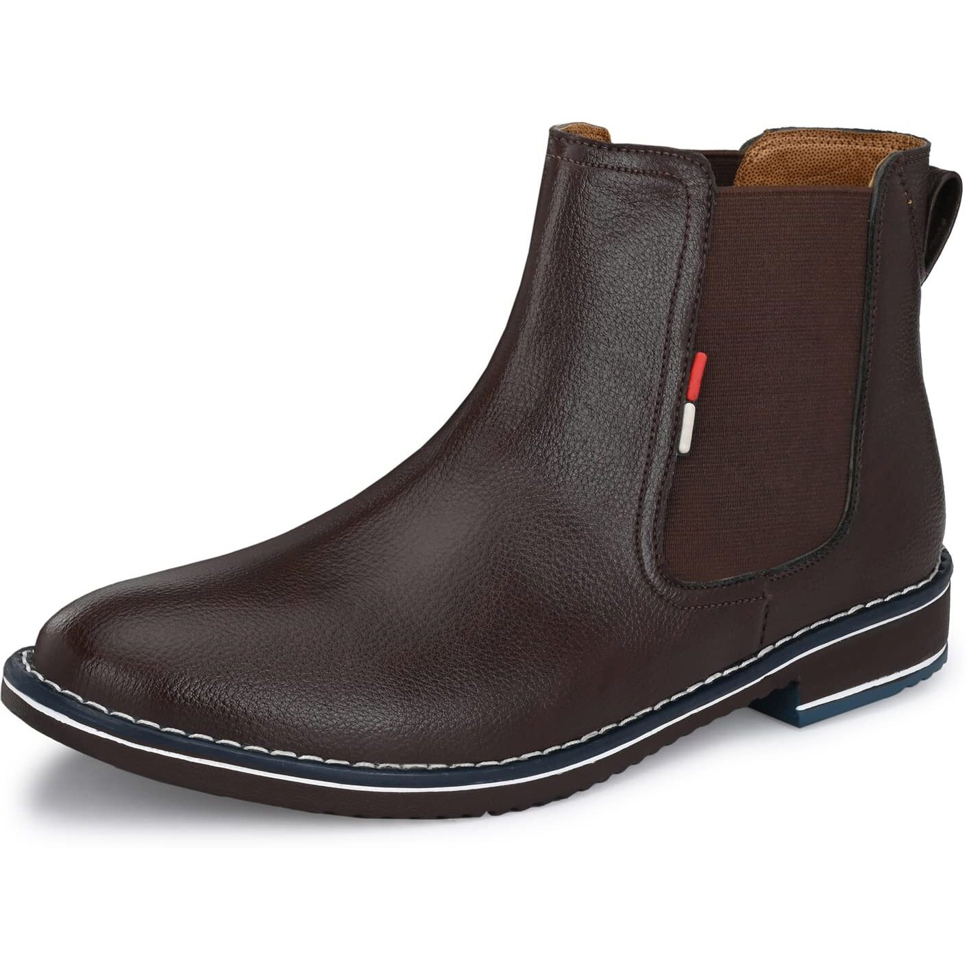 Azzaro Black Men's Leather Slip-On Casual Boot Shoes,8,Brown(Cas_11518_Brn_8)