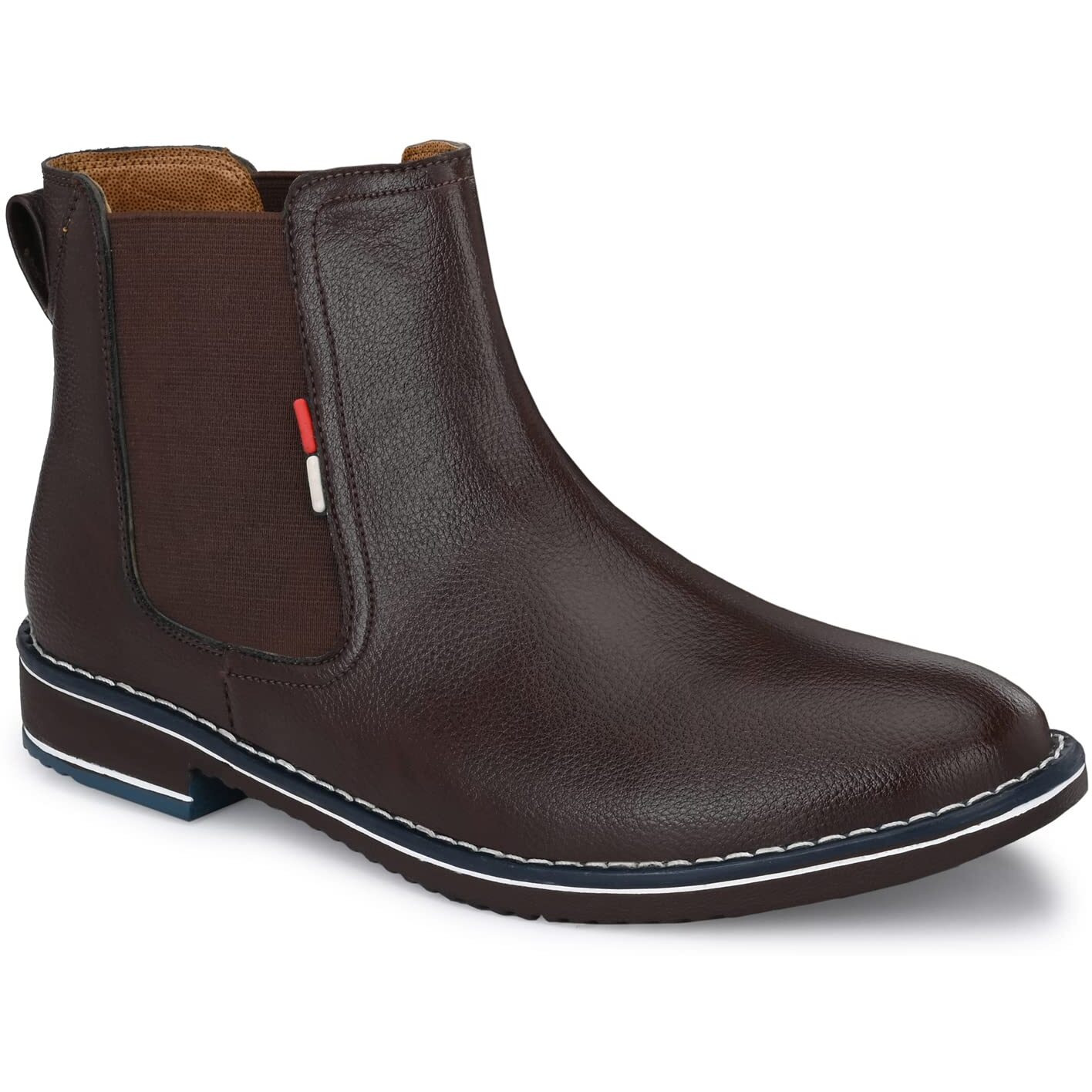 Azzaro Black Men's Leather Slip-On Casual Boot Shoes,8,Brown(Cas_11518_Brn_8)
