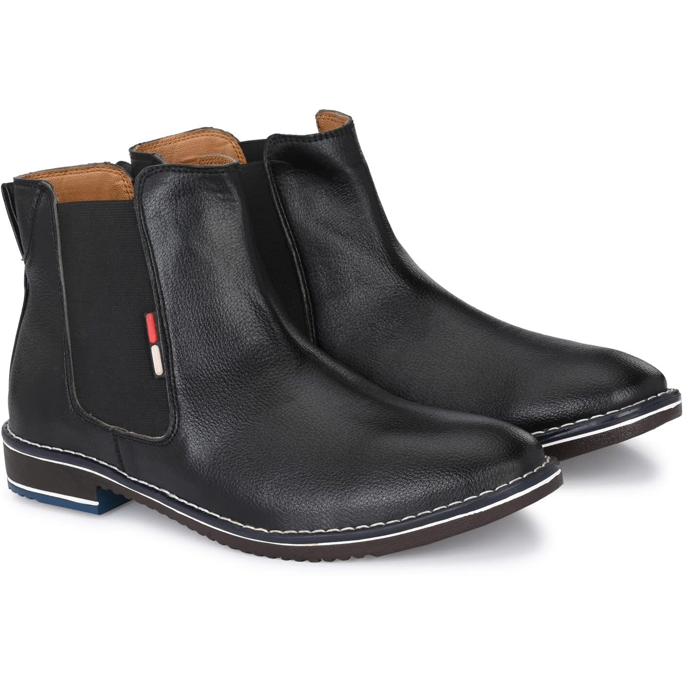 Azzaro Black Men's Leather Slip-On Casual Boot Shoes,9,Black(Cas_11518_Black_9)
