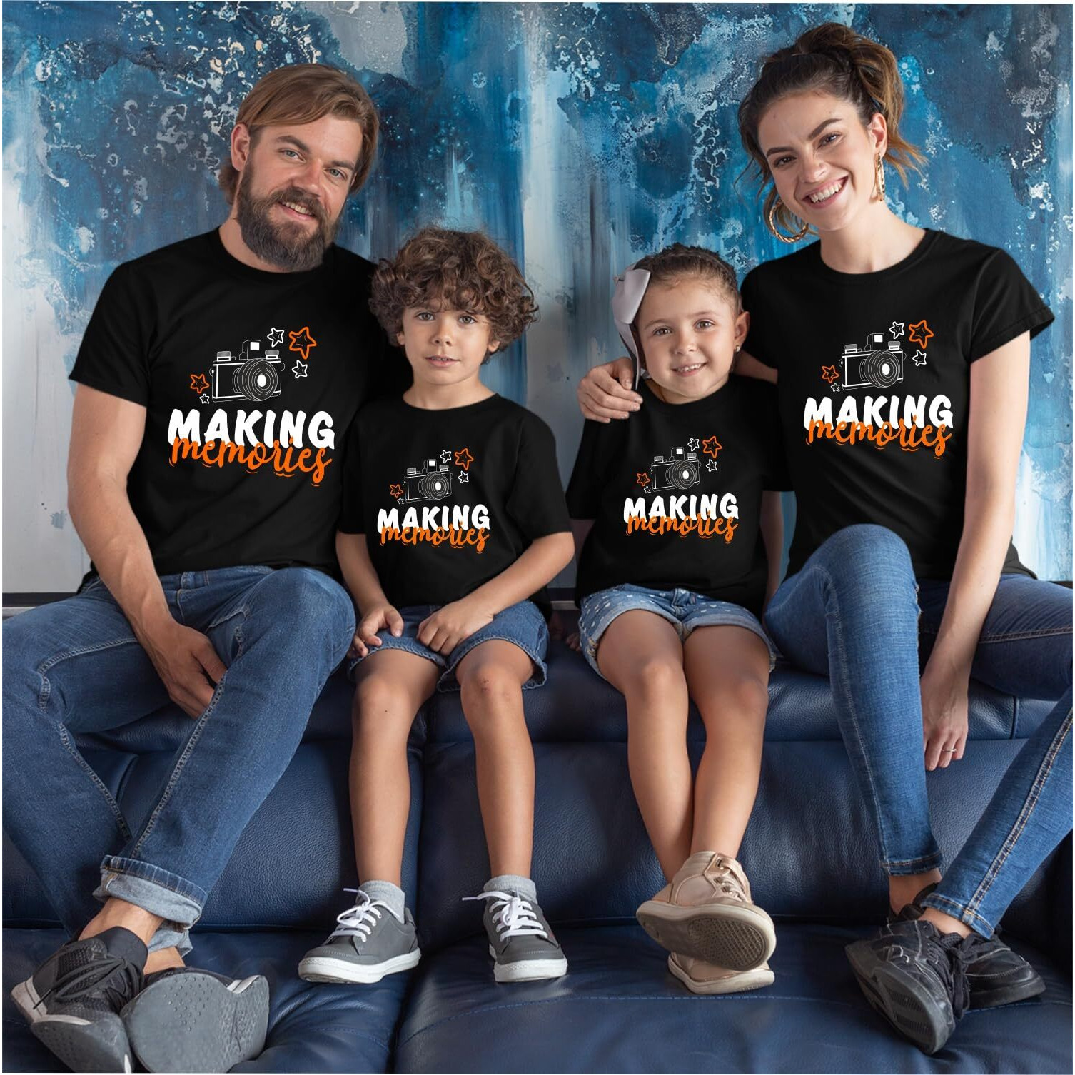Hangout Hub T Shirt|Cotton|Regular Fit|Printed Making Memories Tshirt For Family|(BlackMen-SWomen-XlBoy-8-10YGirl-0-2Y)|Half Sleeves|Round Neck|Pack Of 4