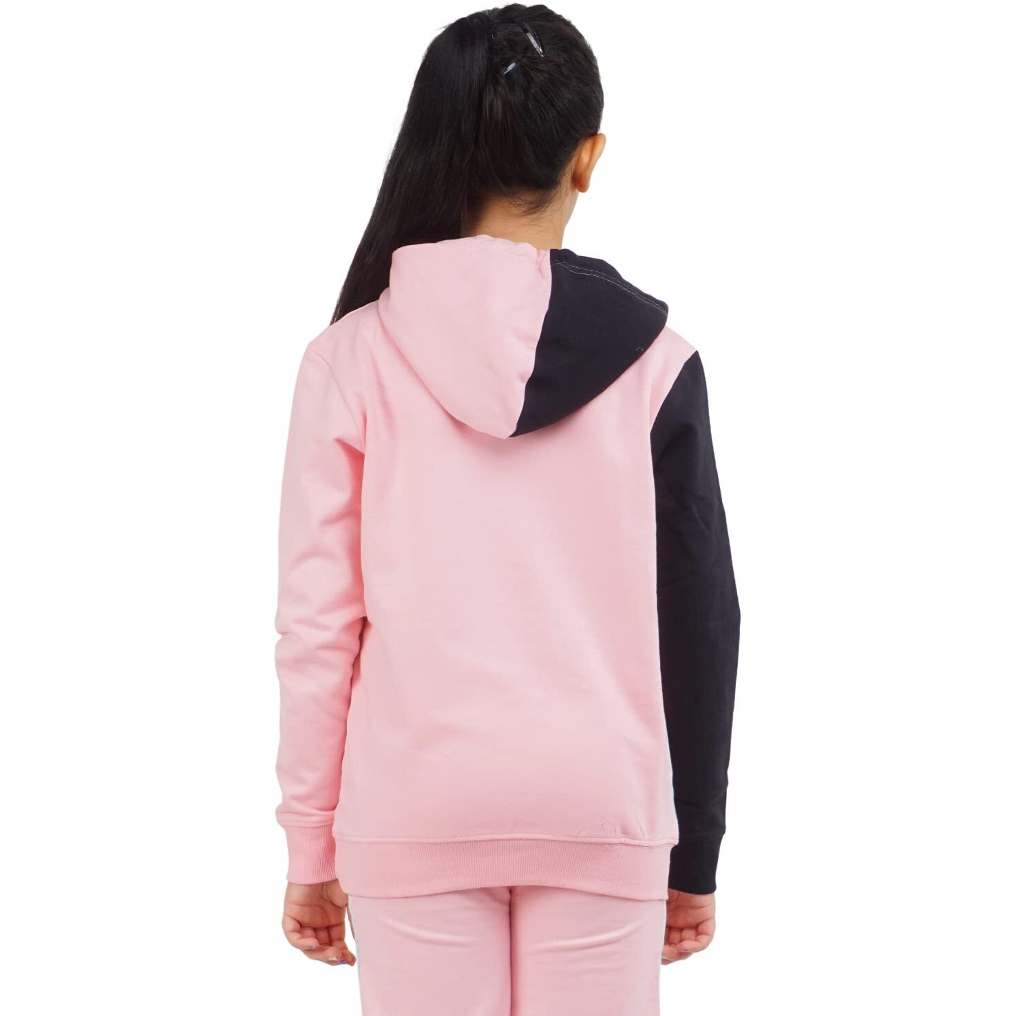 Real Basics Girls Cotton Hooded Sweatshirt(Rb-Ghood-P1-1112-Pinknychoodie_Multicolor_11-12 Years) Pink