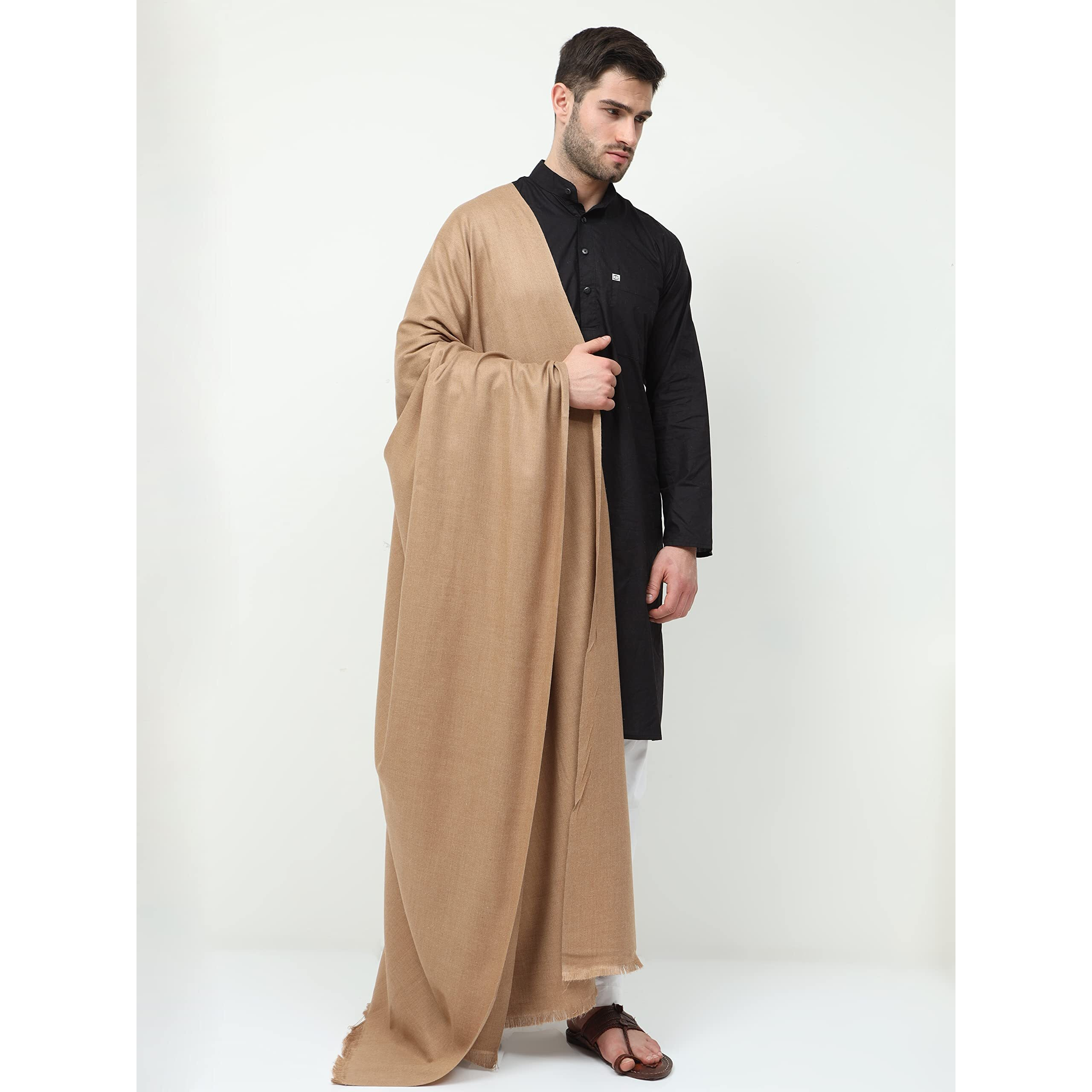 Arvore Bunkaar Men's Dhariwal Plain Woolen Handloom Lohi/Shawl (48" X 102") (Brown)