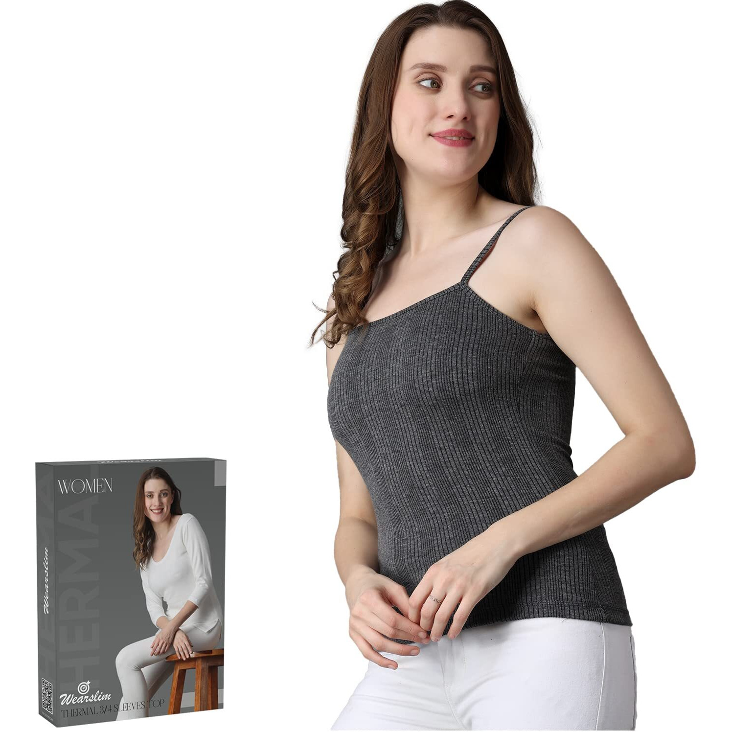 Wearslim Premium WomenS Cotton Quilted Thermal Underwear, Ultra Soft Cold Weather Lightweight Top Spaghetti Warmer - Black (2Xl) Pack Of 1