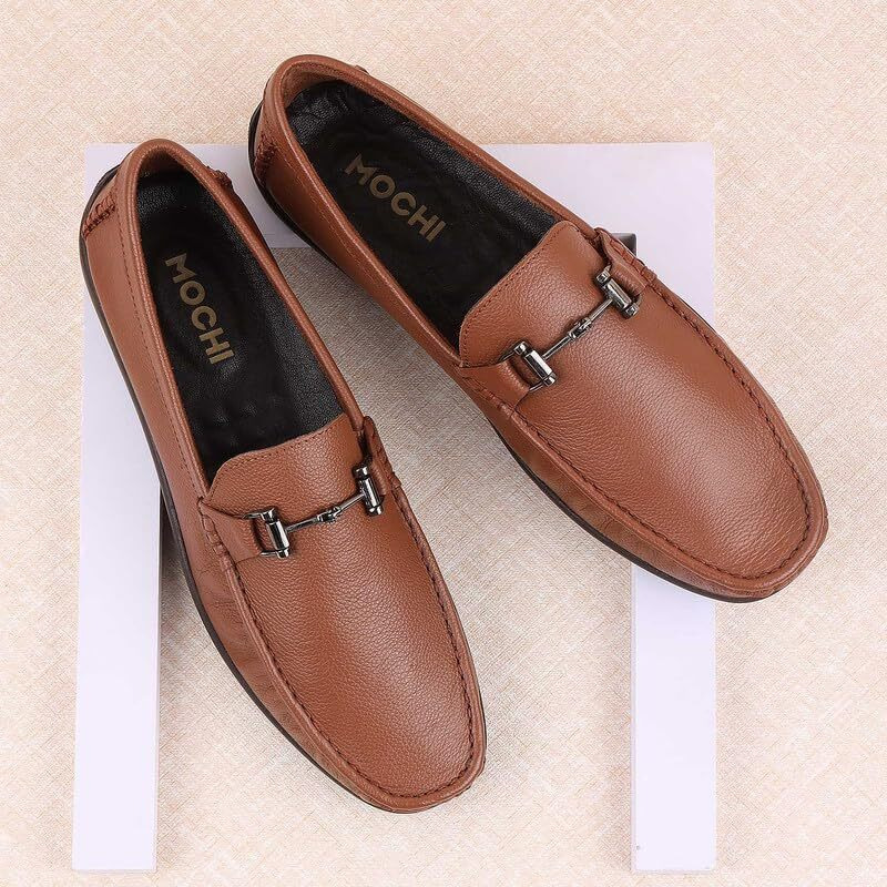 Mochi Men Tan Synthetic Leather Loafer Shoes Uk/7 Eu/41 (19-6790)
