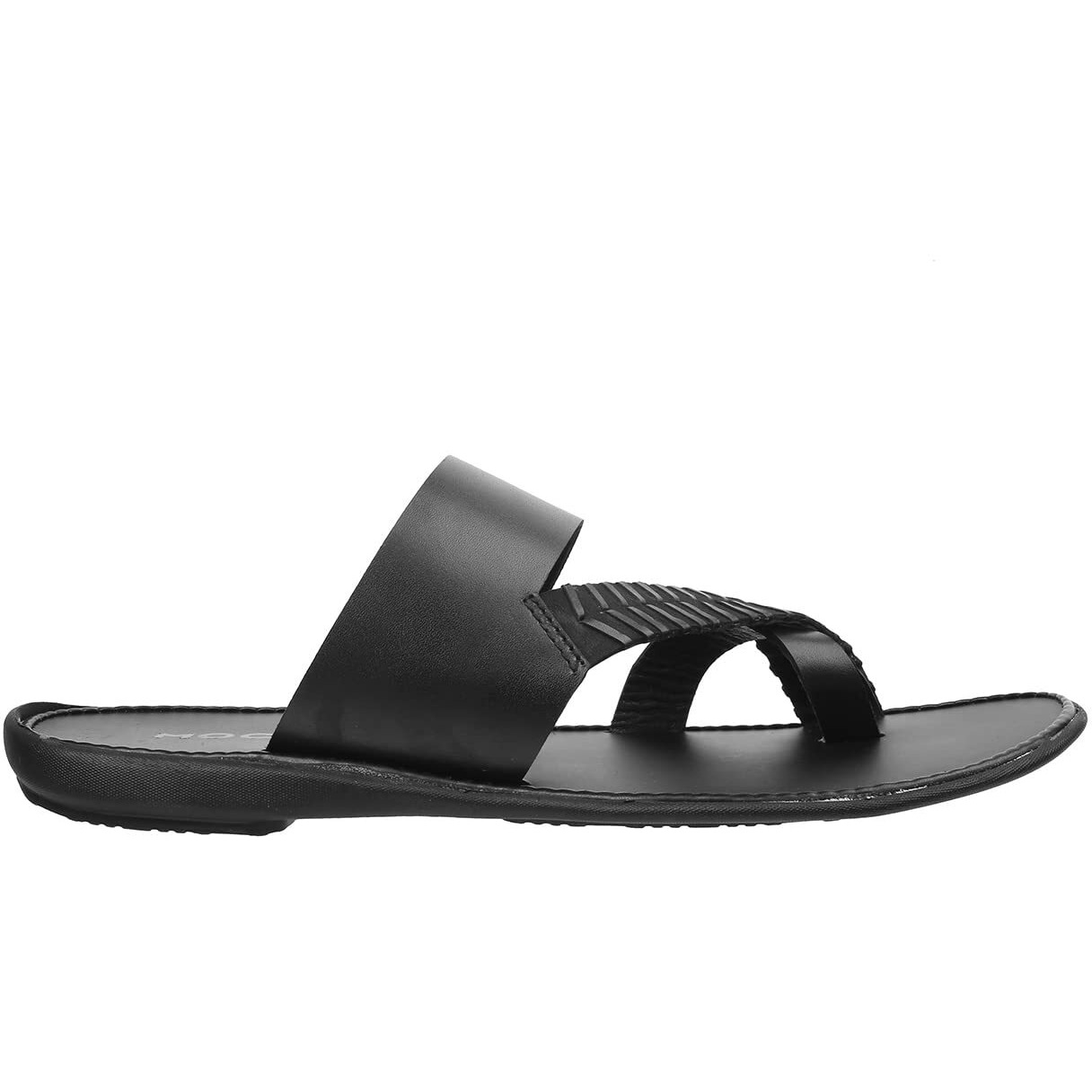 Mochi Men's Black Faux Leather Stylish Comfy Toe Ring Slipper Sandal Uk/6 Eu/40 (16-828)