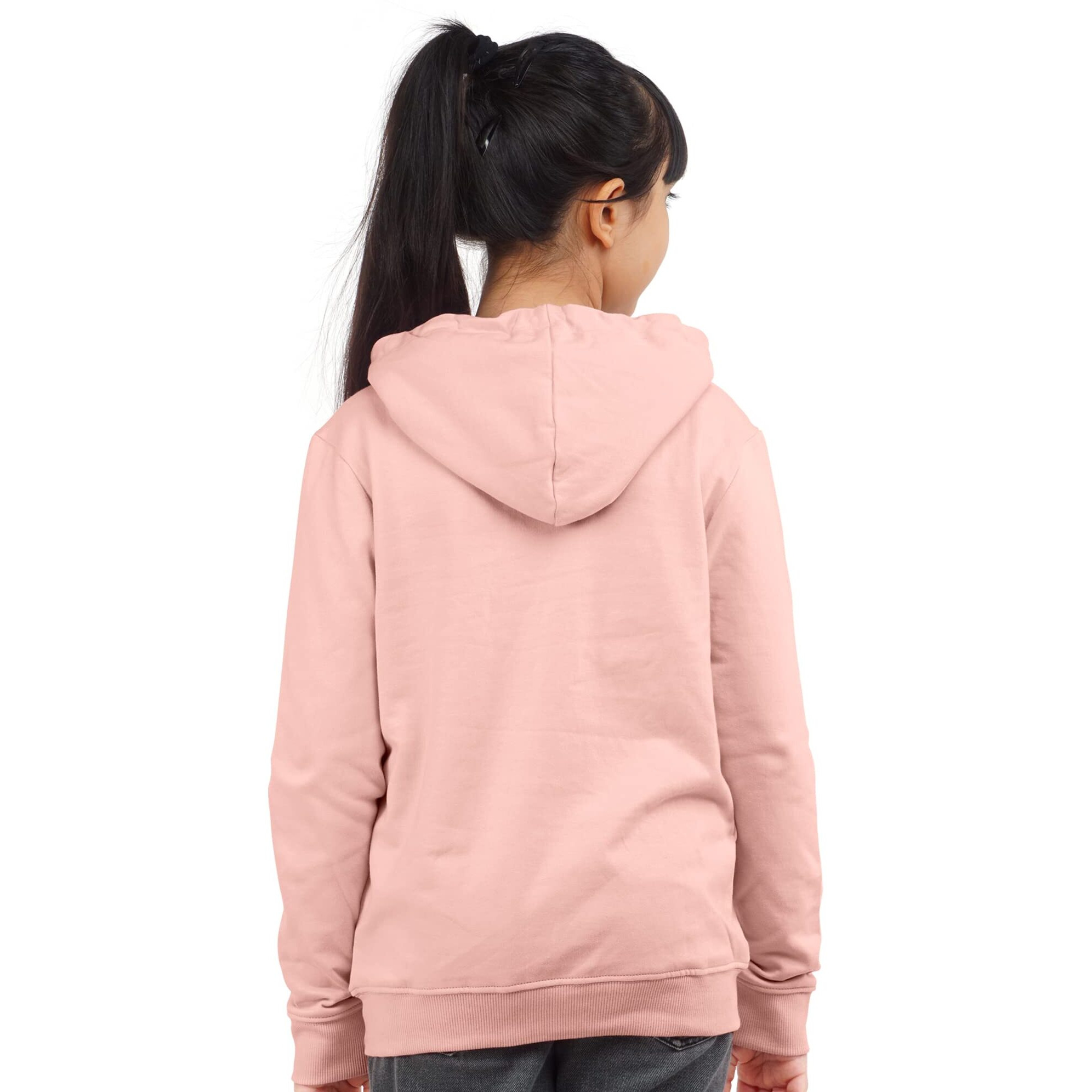 Real Basics Girls Cotton Hooded Sweatshirt(Rb-Ghood-P1-910-Rosehoodie_Multicolor_9-10 Years) Peach