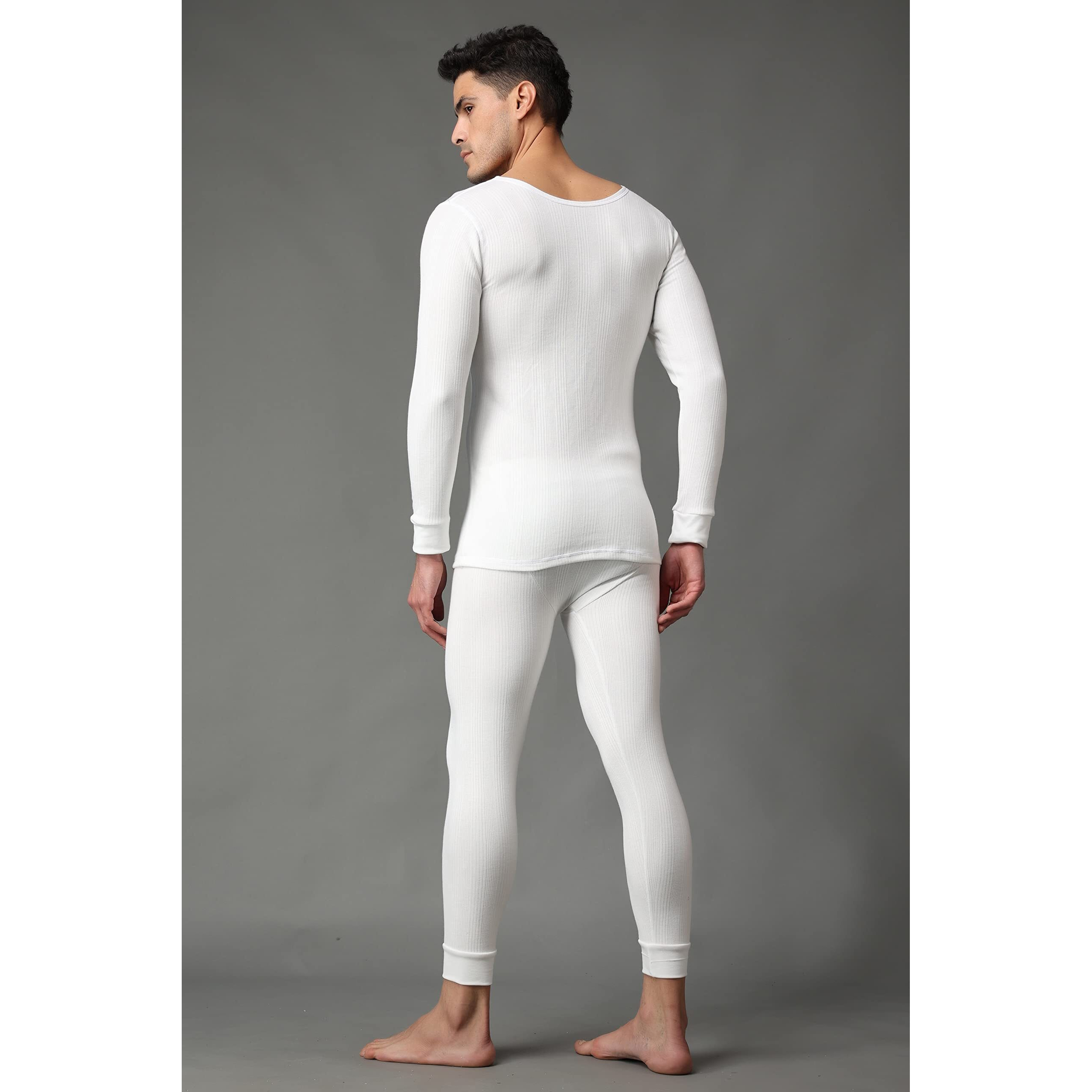 Wearslim MenS Cotton Quilted Winter Lightweight Thermal Underwear For Men Long Johns Set With Fleece Lined Soft Tailored Fit Warmer White