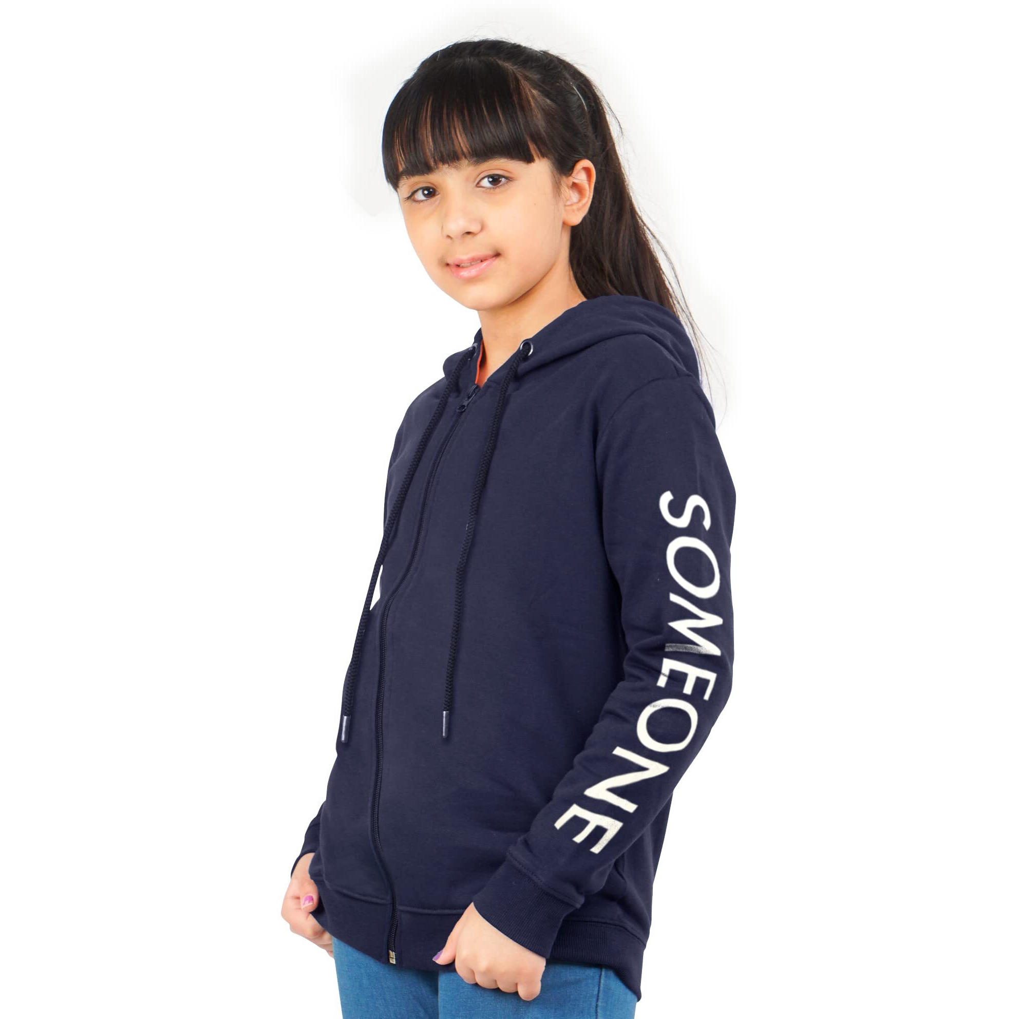 Real Basics Girls Cotton Hooded Regular Fit Sweatshirt(Rb-Ghood-P1-1314-Uniquehoodie_Multicolor_13-14 Years) Pink