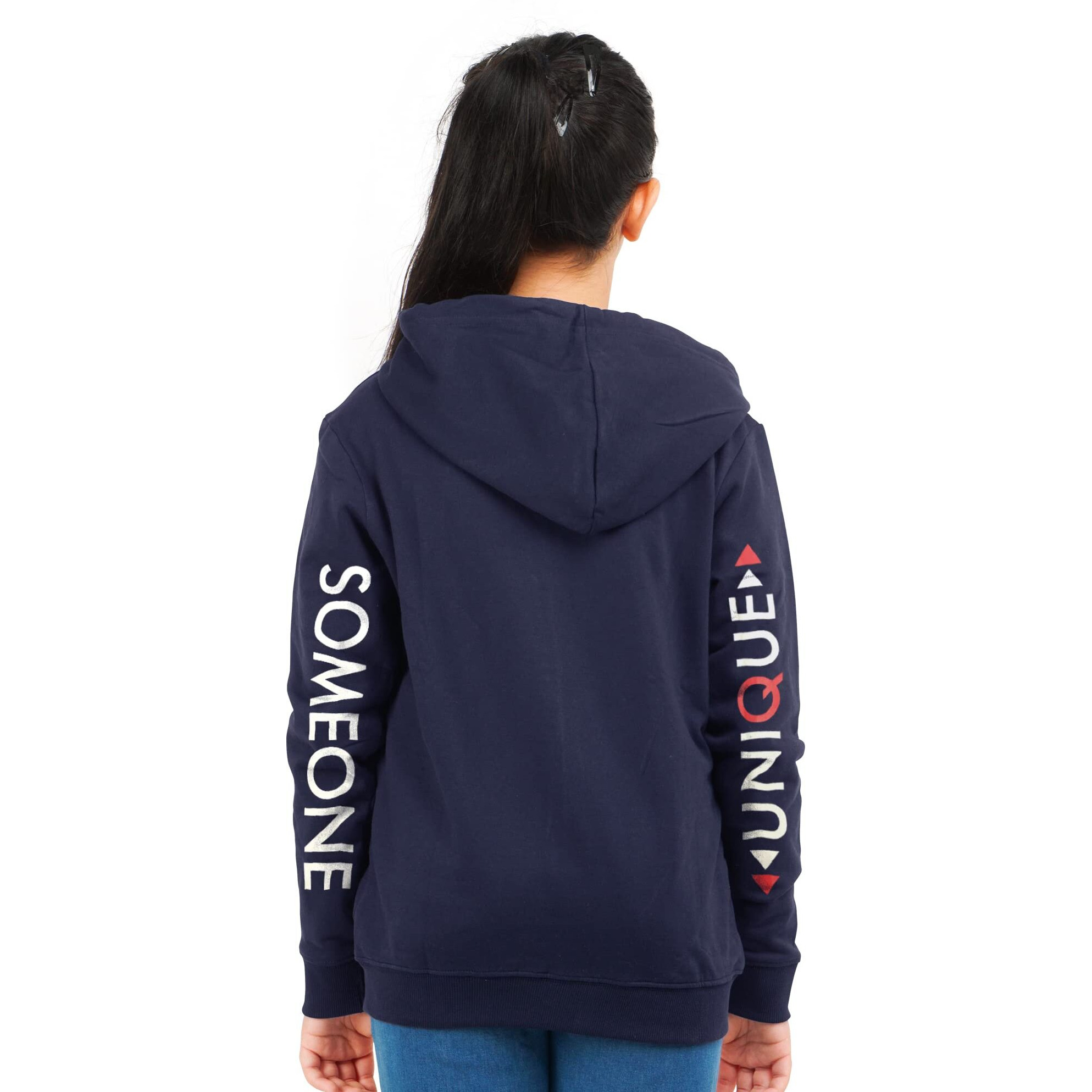 Real Basics Girls Cotton Hooded Regular Fit Sweatshirt(Rb-Ghood-P1-1314-Uniquehoodie_Multicolor_13-14 Years) Pink