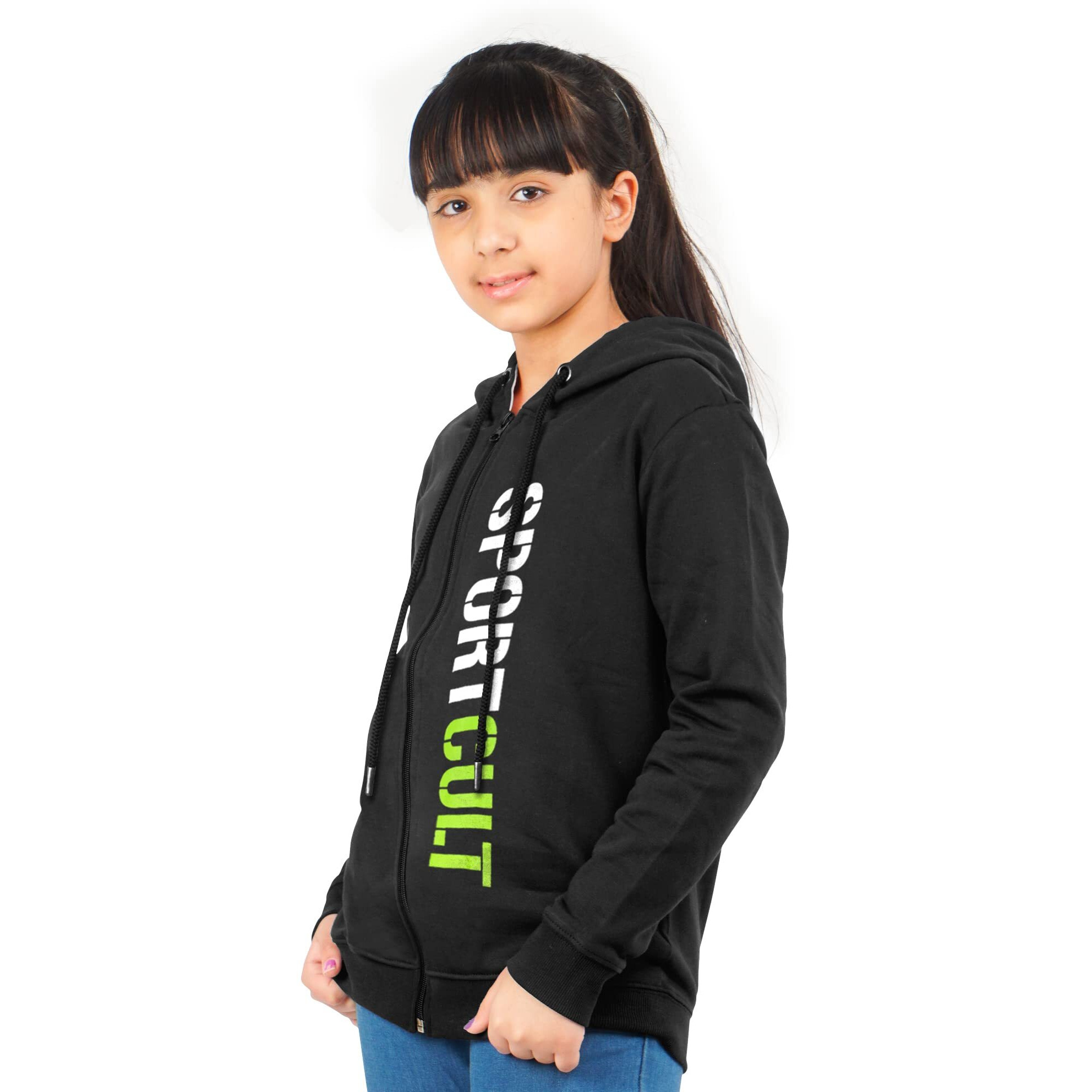 Real Basics Girls Cotton Hooded Sweatshirt(Rb-Ghood-P1-910-Culthoodie_Multicolor_9-10 Years) Pink