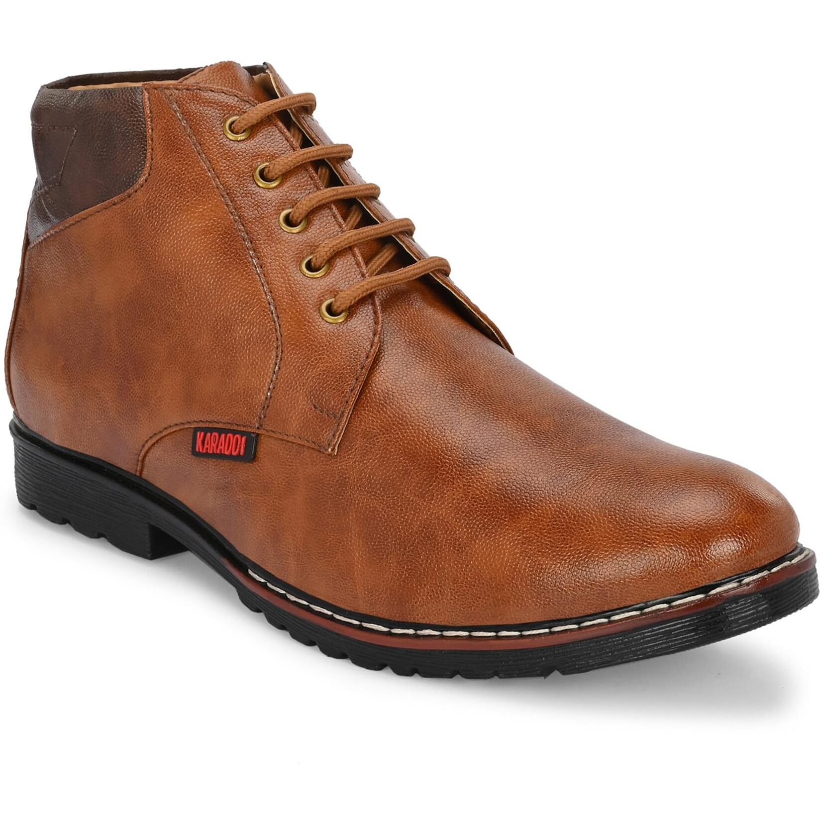 Karaddi B6043 Hand Stitched Men's High Top For Men Lace Up Boot For Men Suj Boy Outdoor For Men Tan Color 6 Uk/Ind