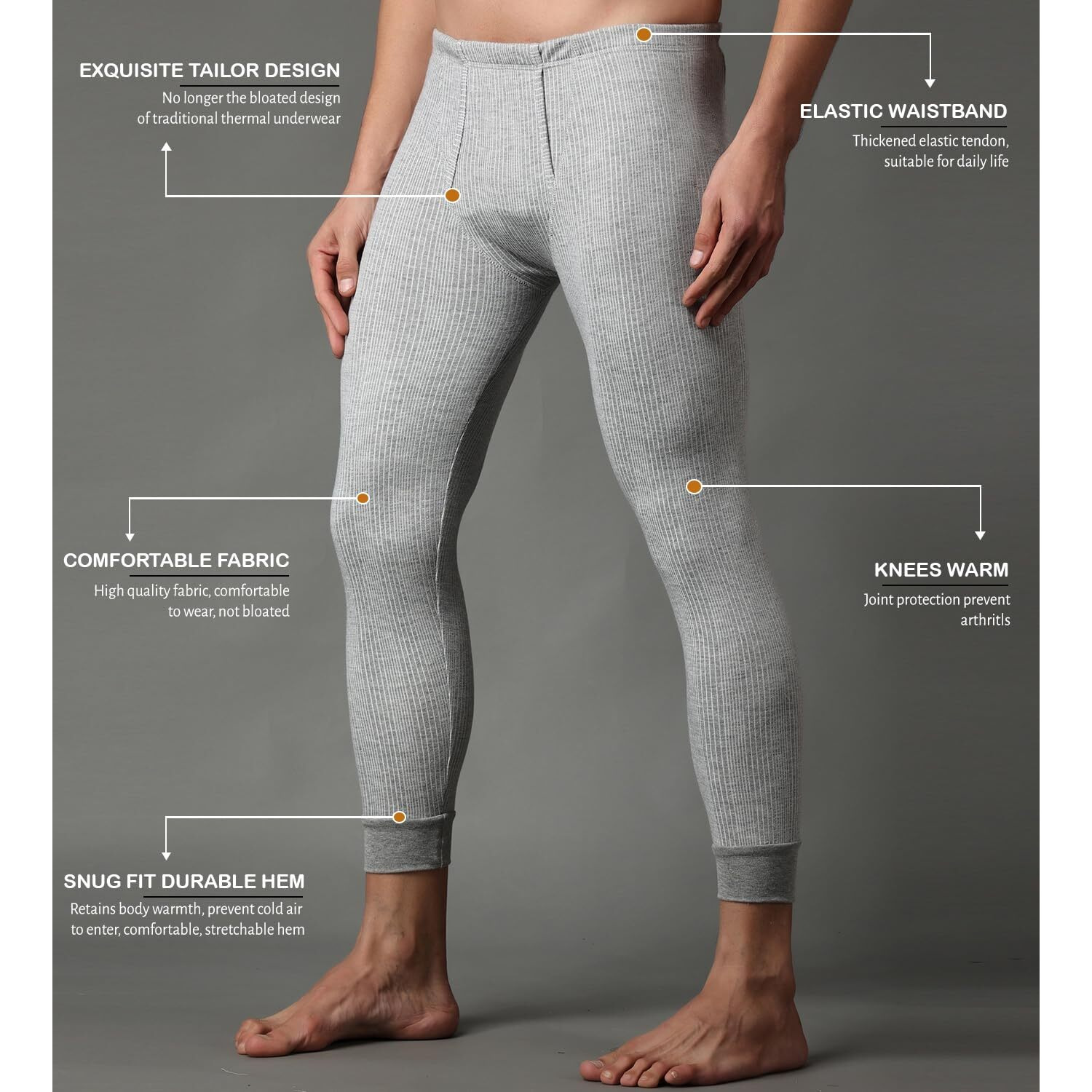 Wearslim Premium Winter Thermal Bottom Underwear For Men | Ultra Soft Winter Warmer Inner Wear Johns Pant Lower Grey